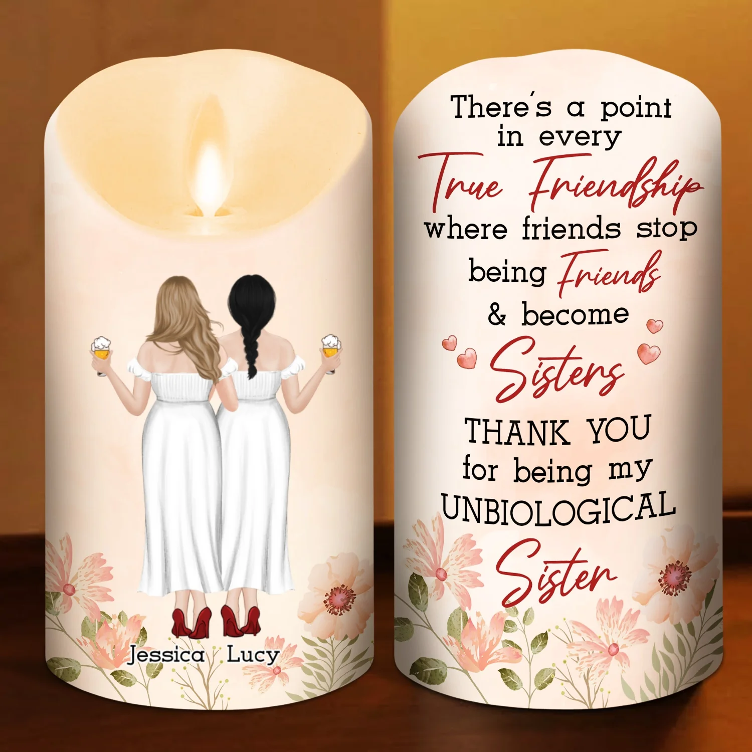 My Unbiological Sister - Personalized Custom LED Candle - Image 5
