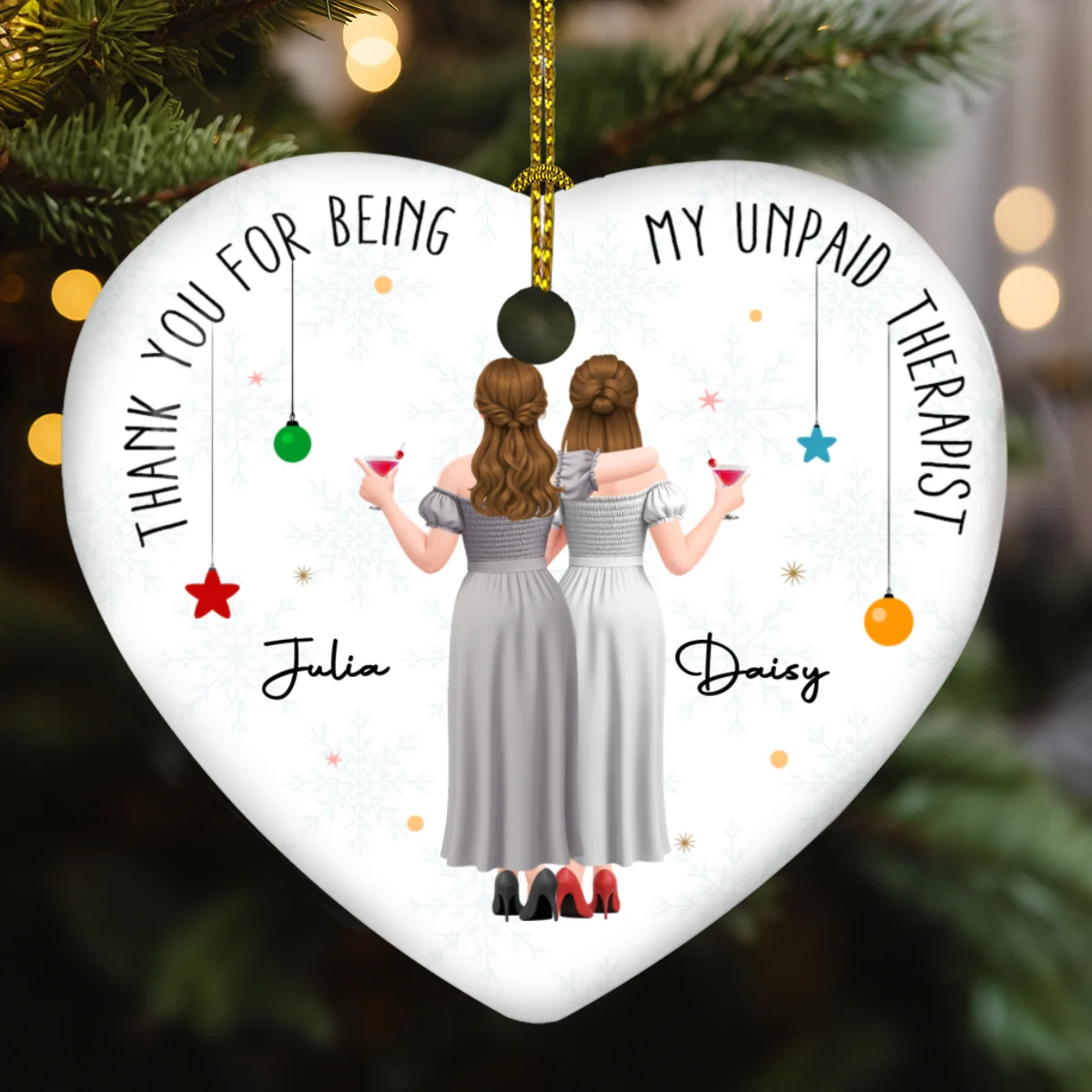 My Unpaid Therapist Gift For Coworkers Friends Sisters - Personalized Custom Ceramic Ornament - Image 5