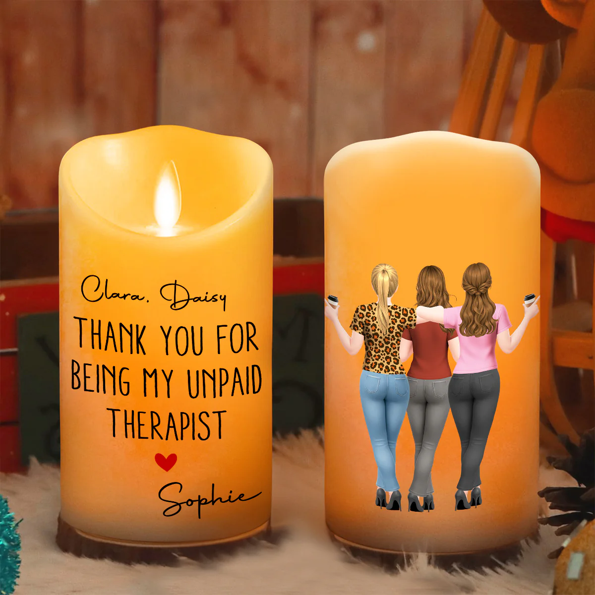 My Unpaid Therapist Gift For Coworkers Friends Sisters - Personalized Custom LED Candle - Image 2