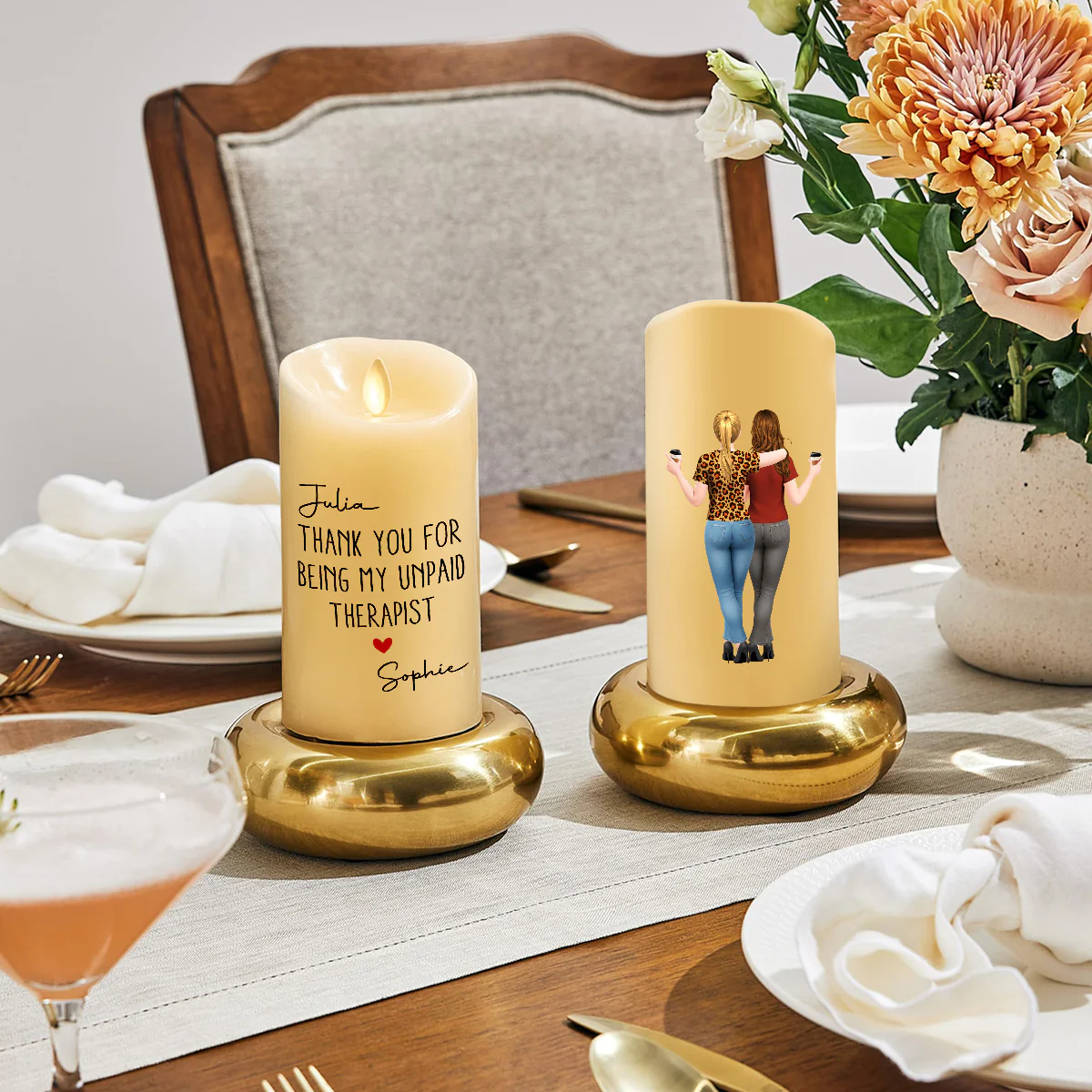My Unpaid Therapist Gift For Coworkers Friends Sisters - Personalized Custom LED Candle - Image 4