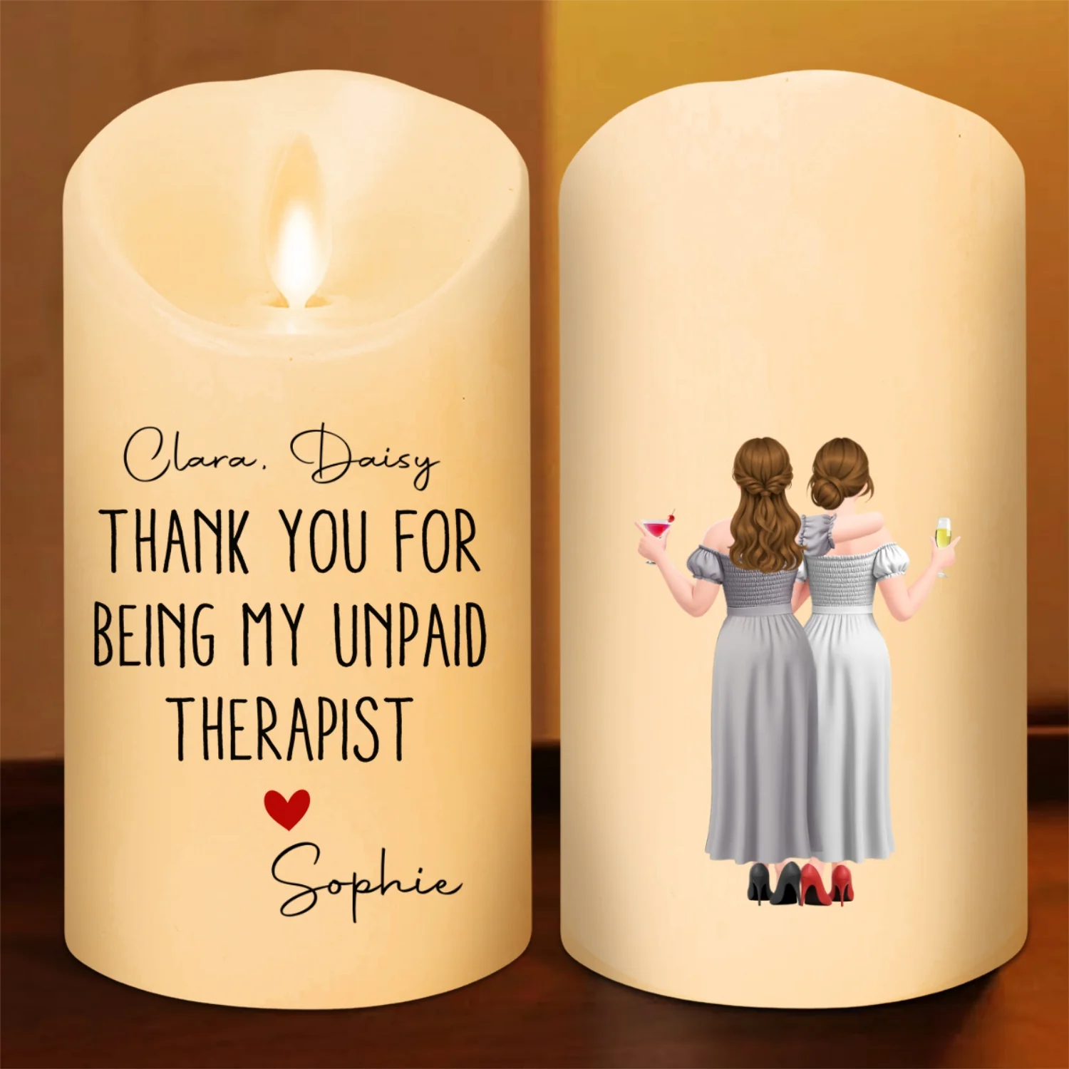 My Unpaid Therapist Gift For Coworkers Friends Sisters - Personalized Custom LED Candle - Image 5