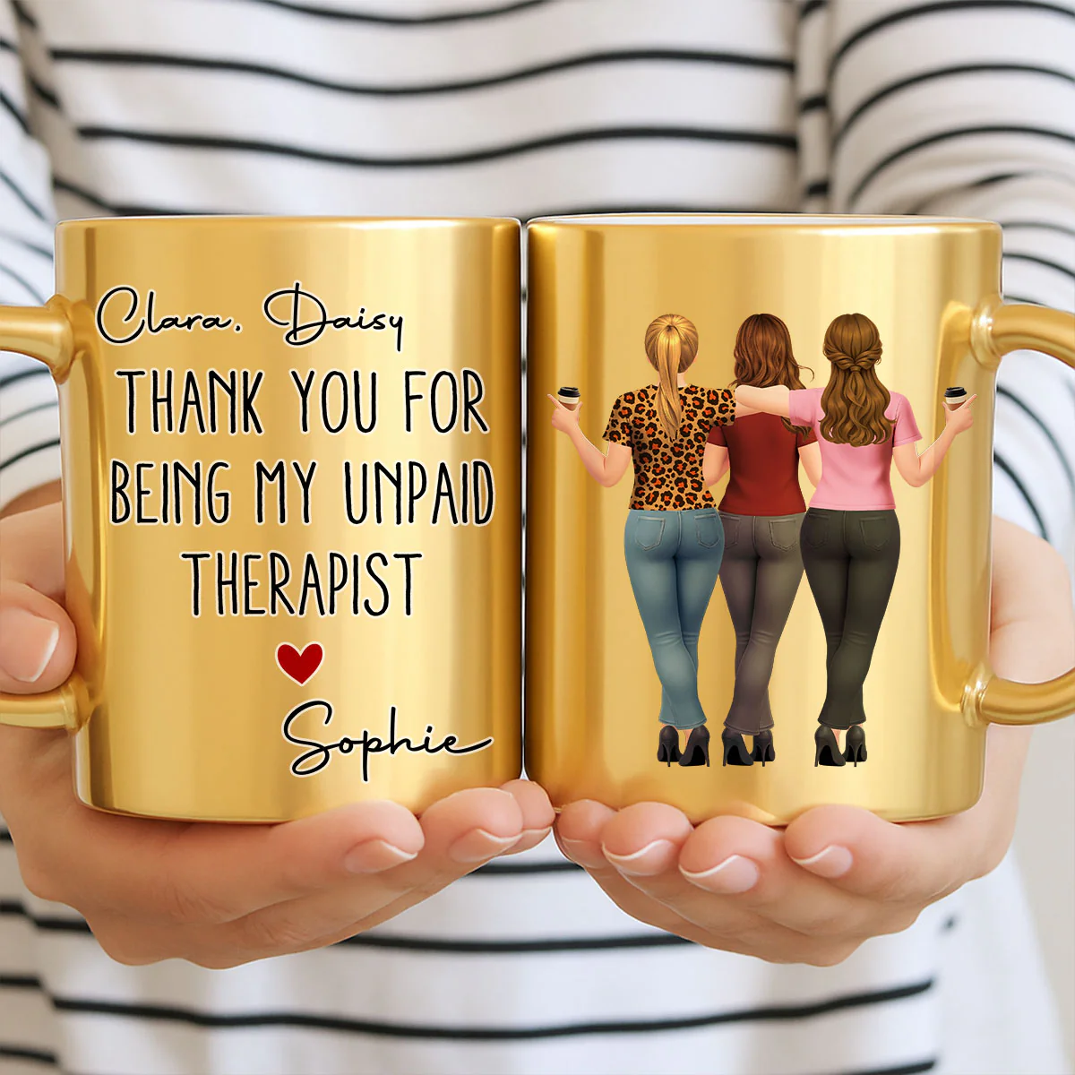 My Unpaid Therapist Gift For Coworkers Friends Sisters - Personalized Custom Metallic Mug - Image 4