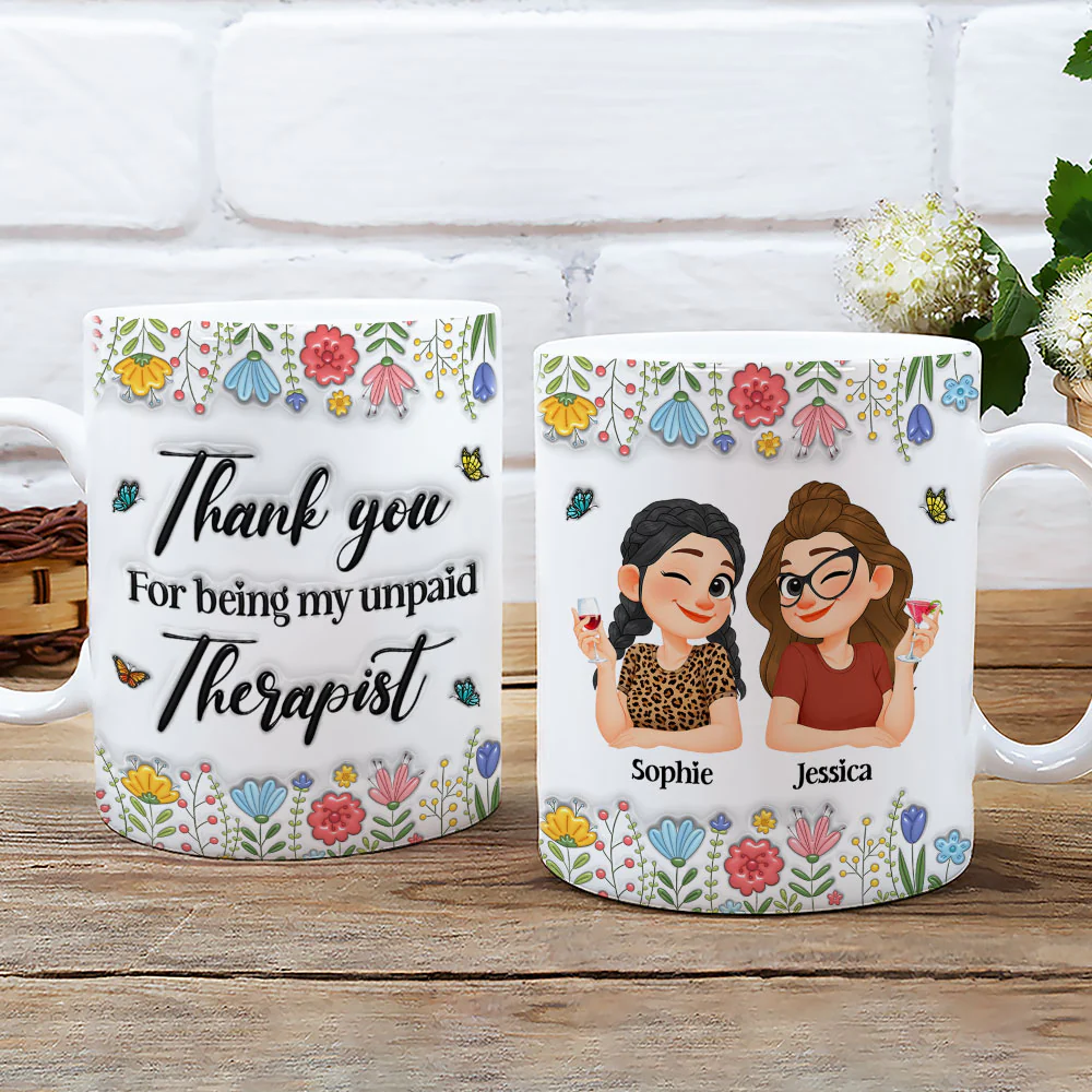 My Unpaid Therapist  - Personalized Custom 3D Inflated Effect Mug - Image 3