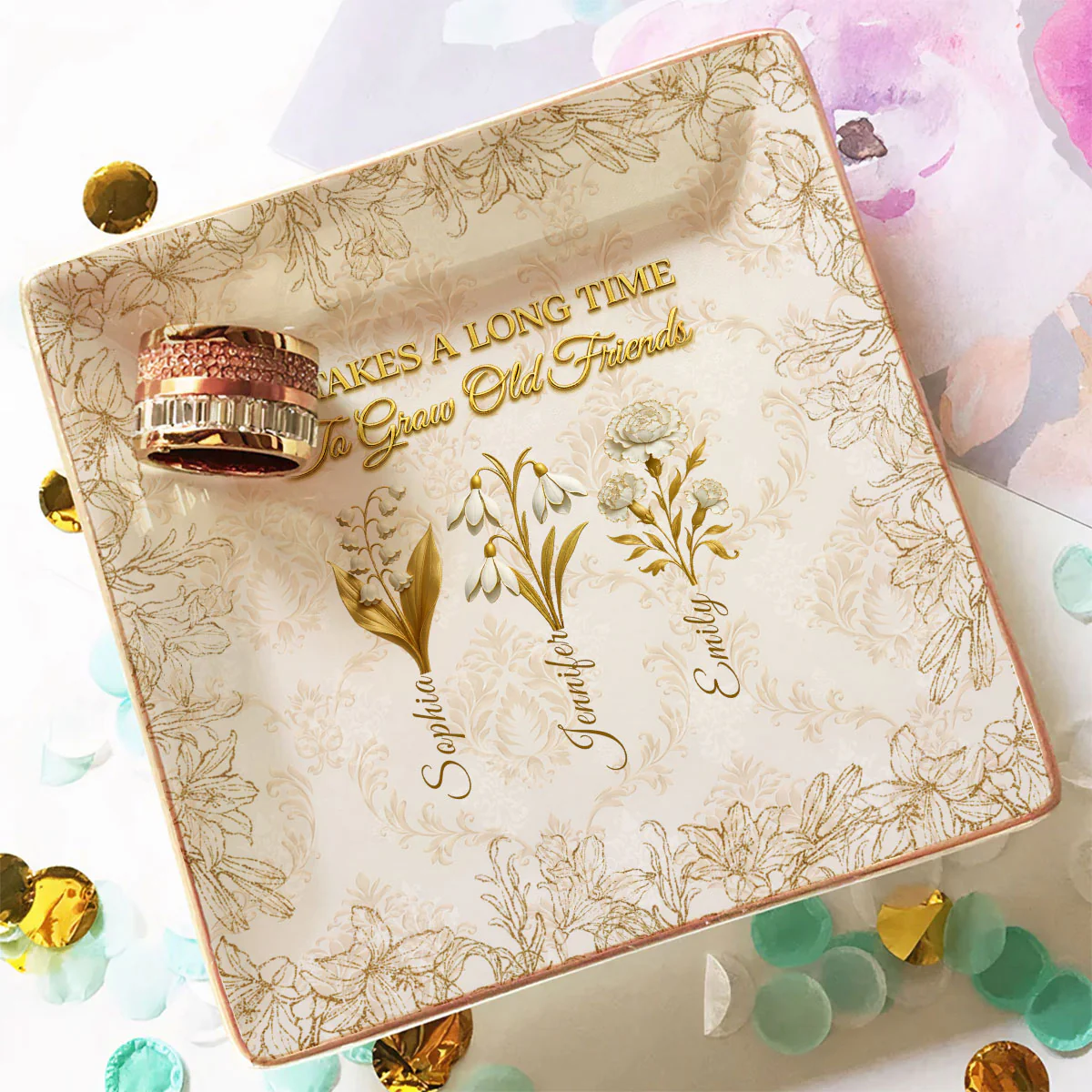 My Vintage Friend - Personalized Custom Jewelry Dish - Image 3