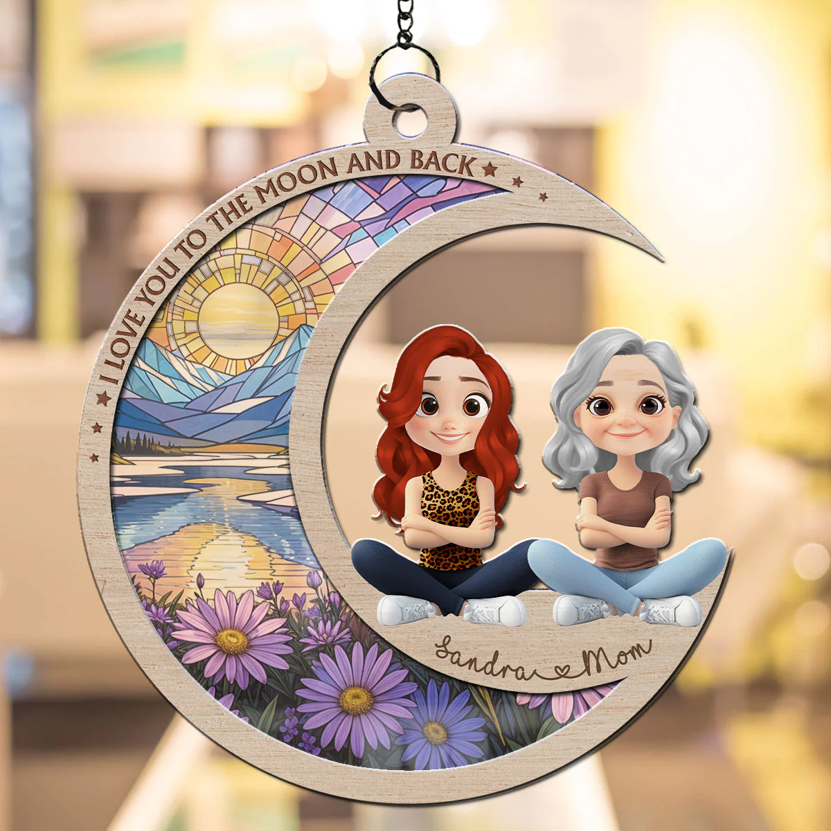 My World Begins With Mom - Personalized Custom Suncatcher - Image 2