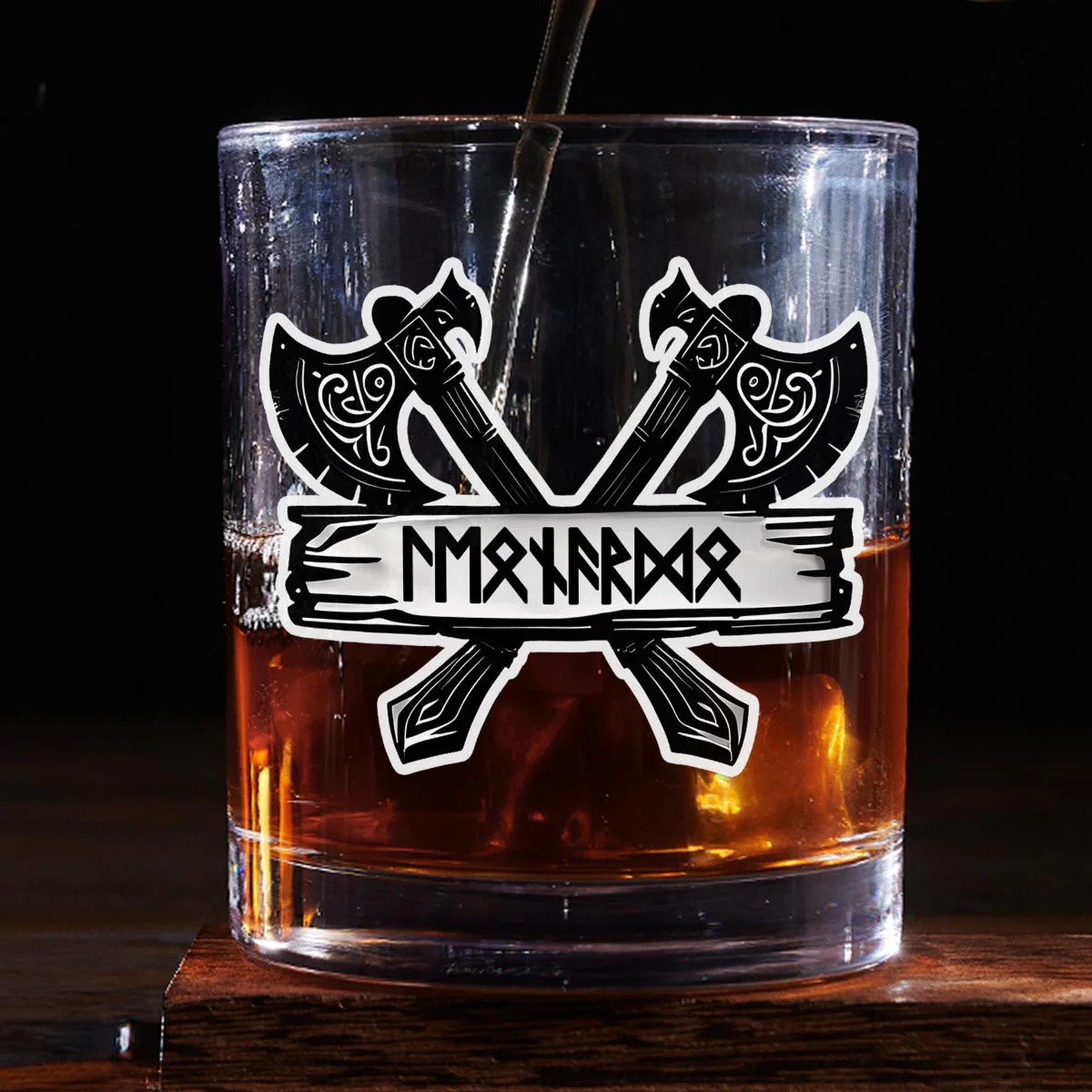 Name In Viking Runes - Personalized Custom Whiskey Glass