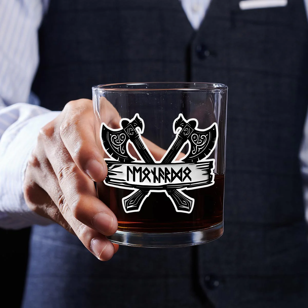 Name In Viking Runes - Personalized Custom Whiskey Glass - Image 4