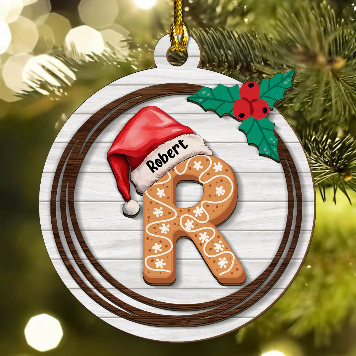 Name Letter - Personalized Custom 2-Layered Wood Ornament - Image 2