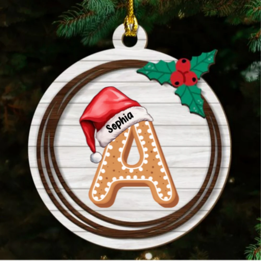 Name Letter - Personalized Custom 2-Layered Wood Ornament - Image 6