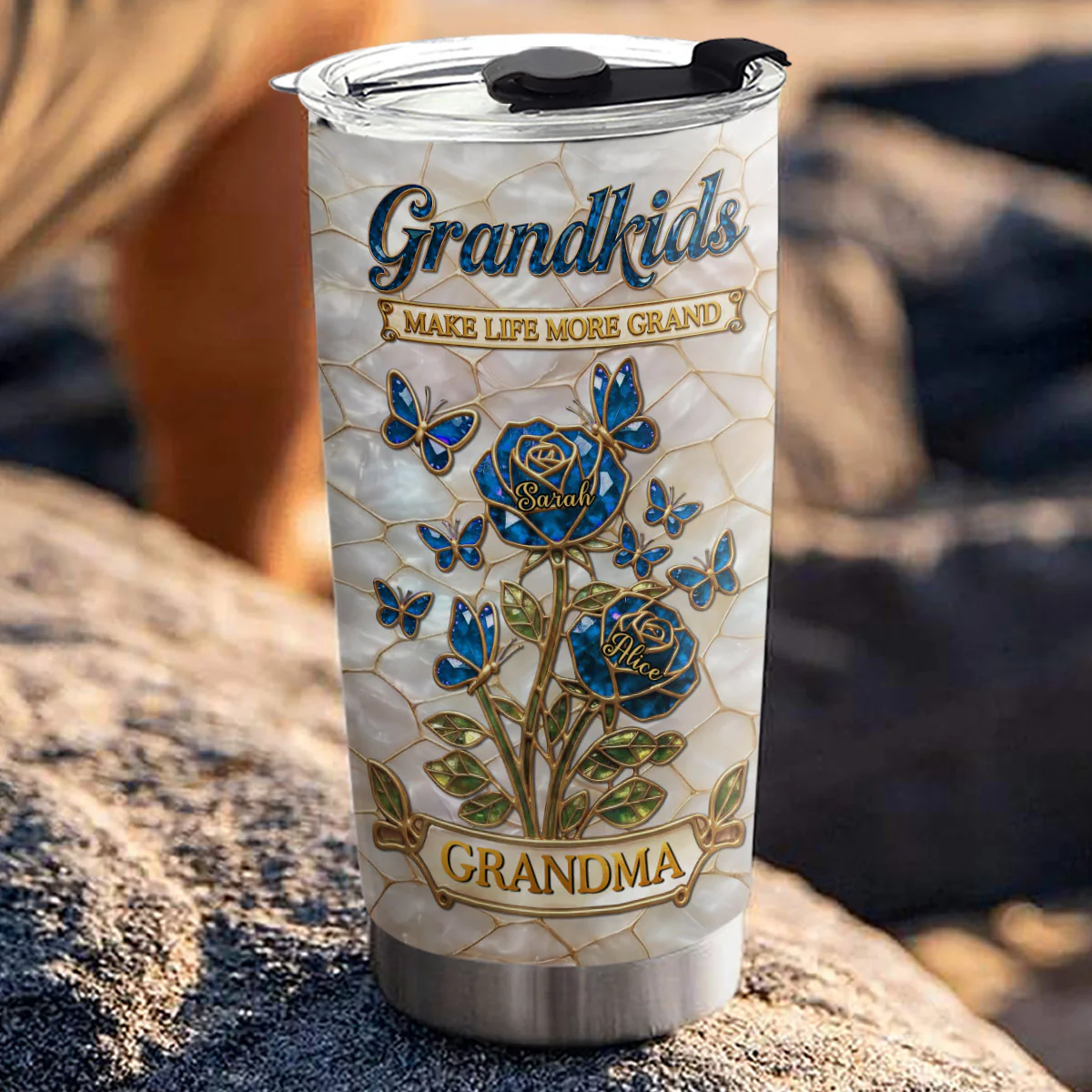 Nana Flower - Personalized Custom 3D Effect Tumbler - Image 3
