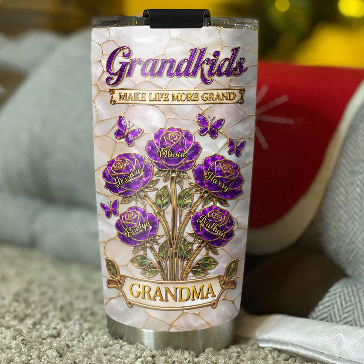 Nana Flower - Personalized Custom 3D Effect Tumbler - Image 5