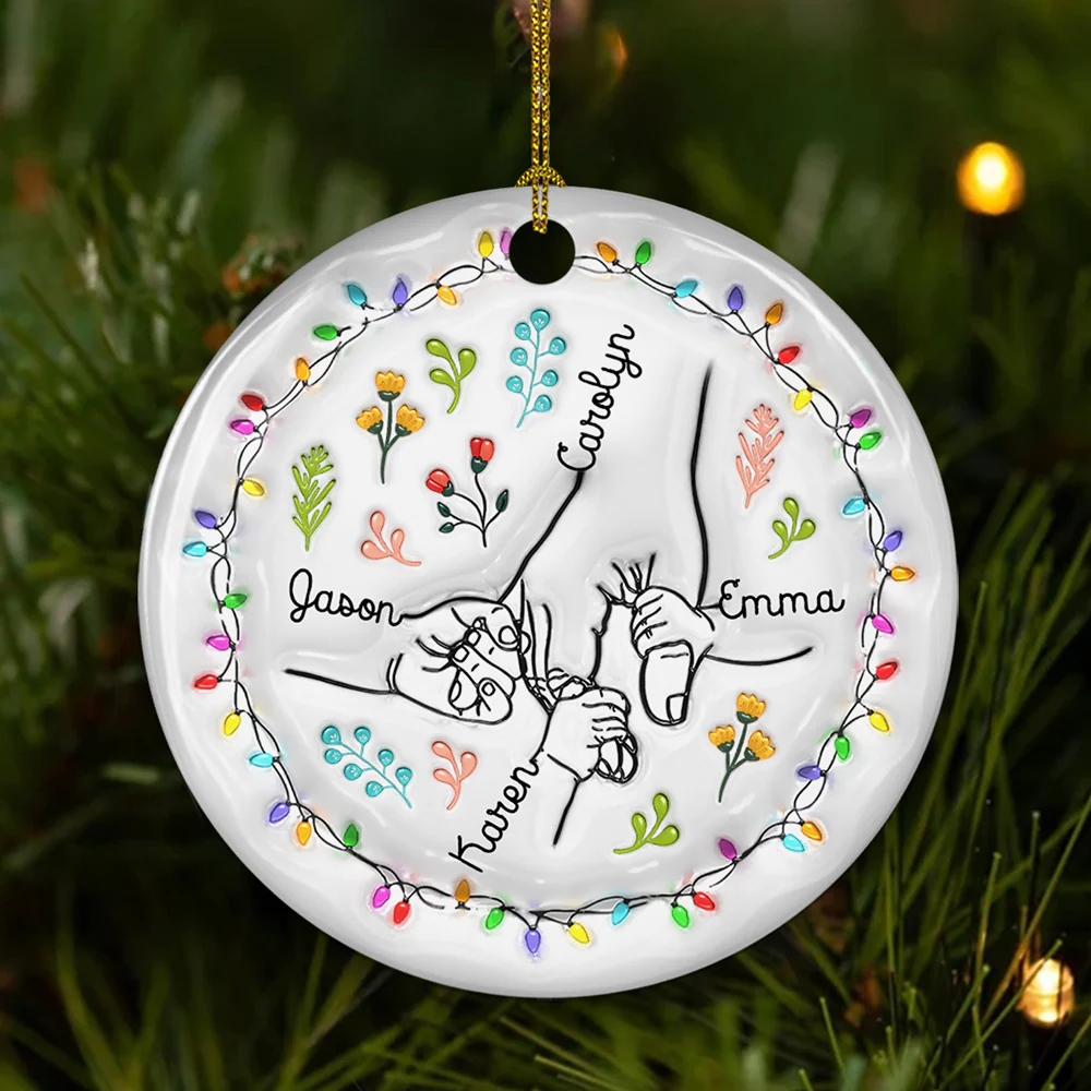 Nana Hold Our Hands - Personalized Custom 3D Inflated Effect Ceramic Ornament - Image 3