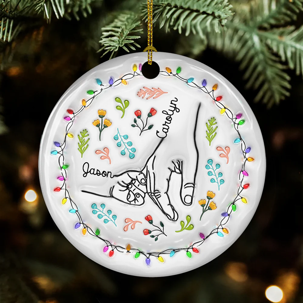 Nana Hold Our Hands - Personalized Custom 3D Inflated Effect Ceramic Ornament - Image 4