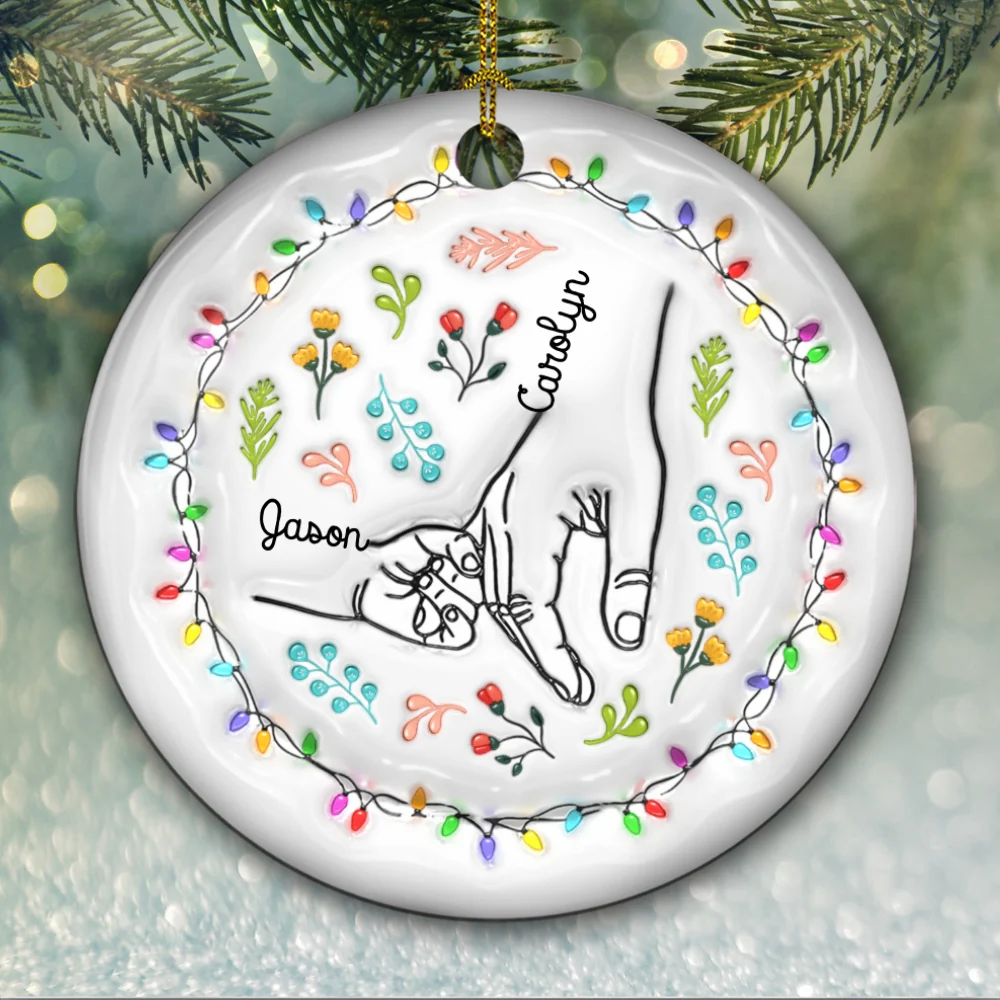 Nana Hold Our Hands - Personalized Custom 3D Inflated Effect Ceramic Ornament - Image 6