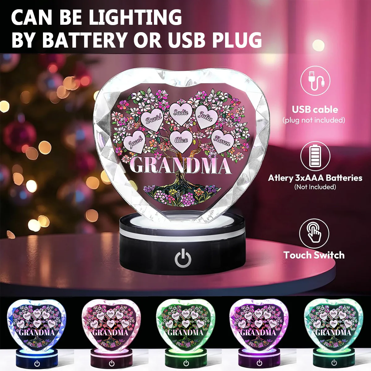 Nana Is The Best - Personalized Custom Crystal Led Light - Image 6