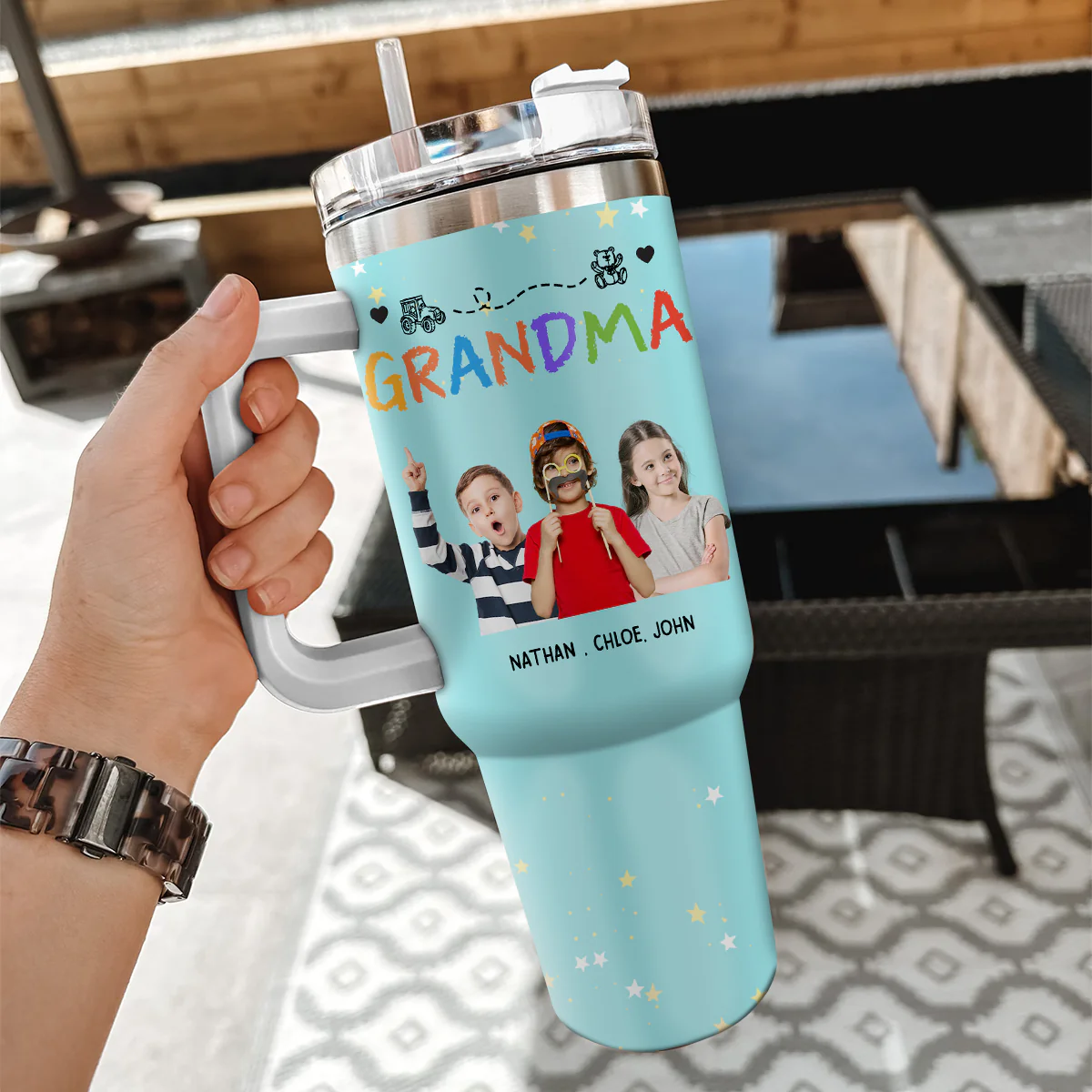 Nana Mama Mommy Grandma - Personalized Custom 40 Oz Tumbler - Image 5