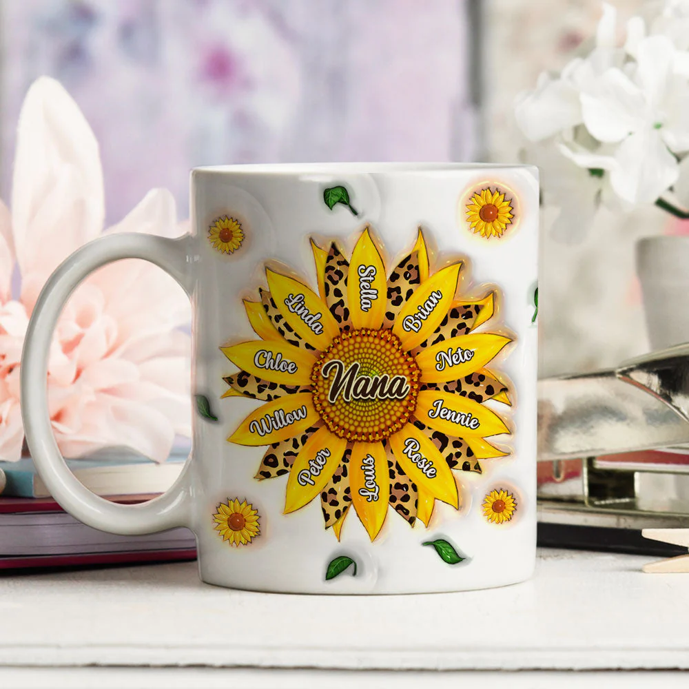 Nana Sunflower - Personalized Custom 3D Inflated Effect Mug - Image 3