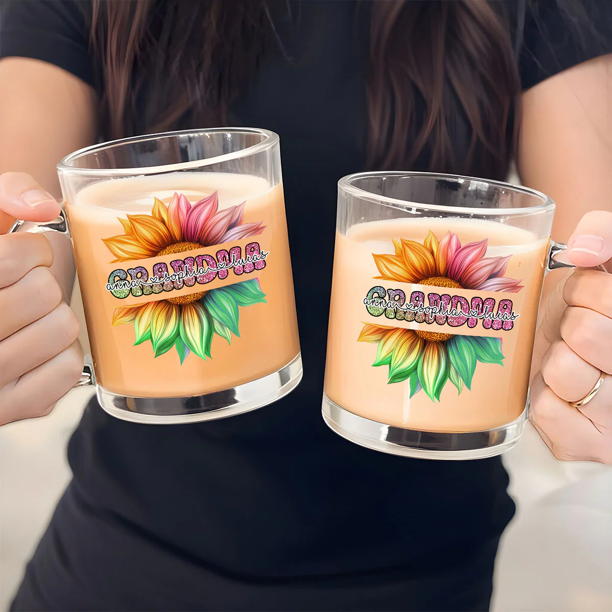 Nana We Always Love You - Personalized Custom Glass Mug - Image 4