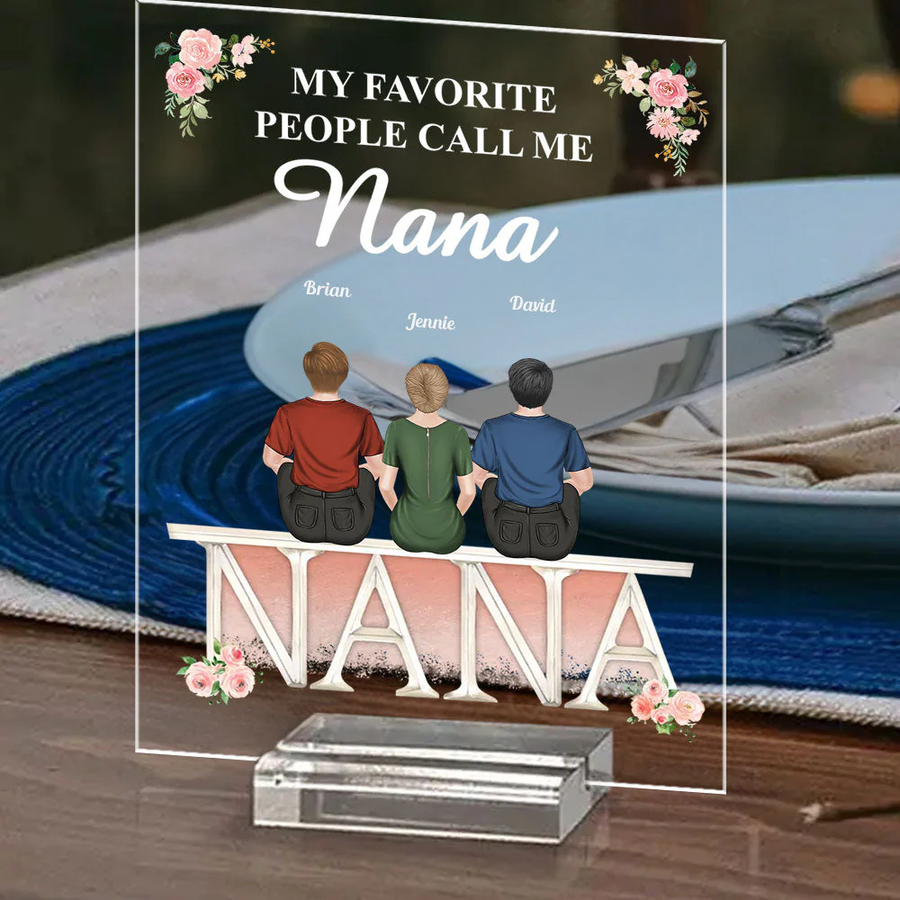 Nana, You Are The World - Personalized Custom Acrylic Plaque With Base - Image 2