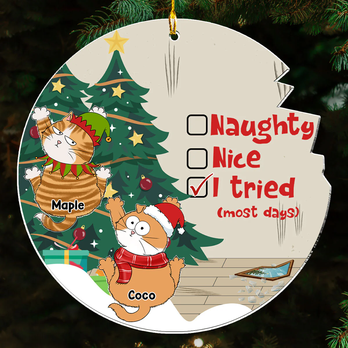 Naughty Or Nice - Personalized Custom Acrylic Ornament