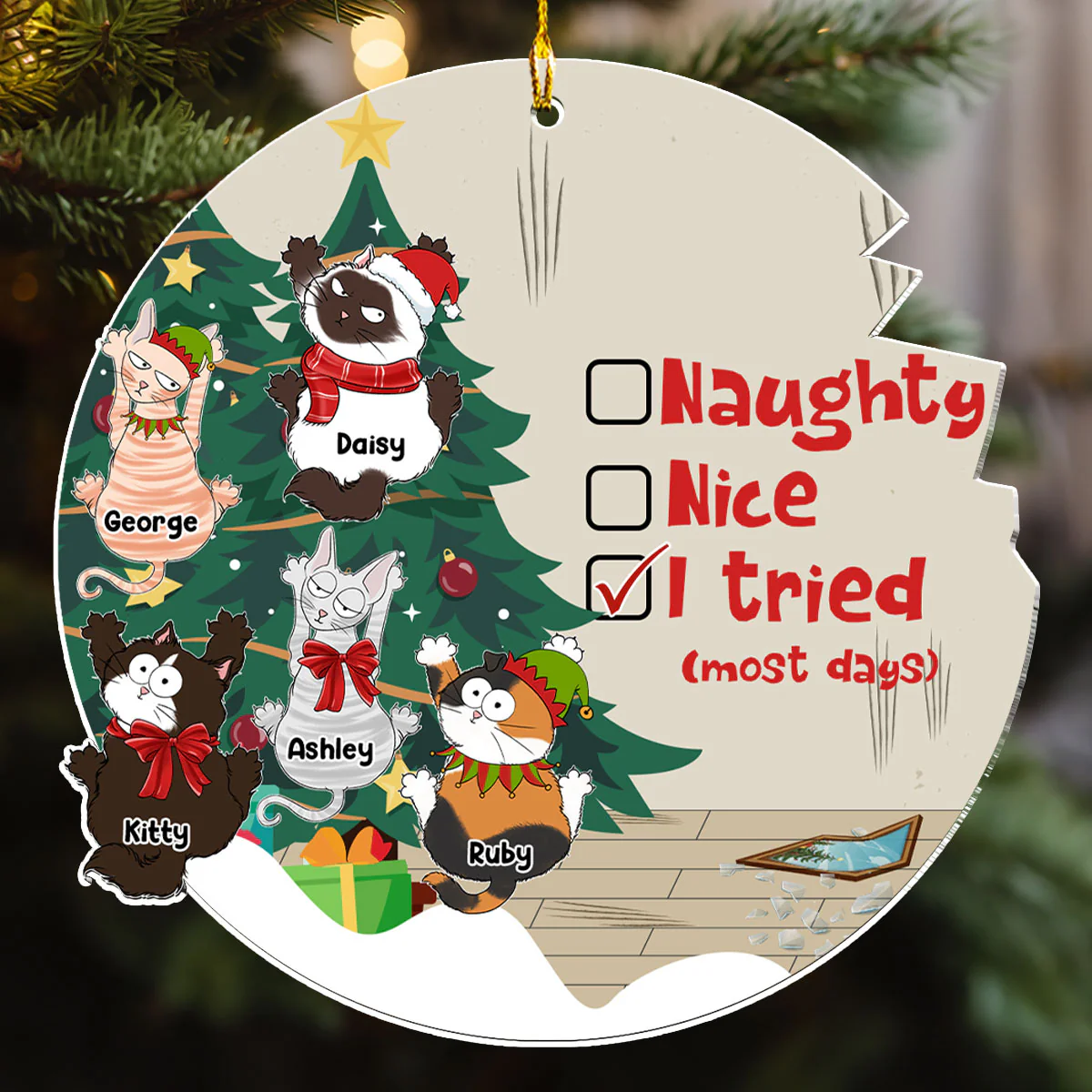 Naughty Or Nice - Personalized Custom Acrylic Ornament - Image 2