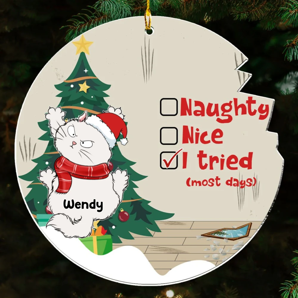 Naughty Or Nice - Personalized Custom Acrylic Ornament - Image 5