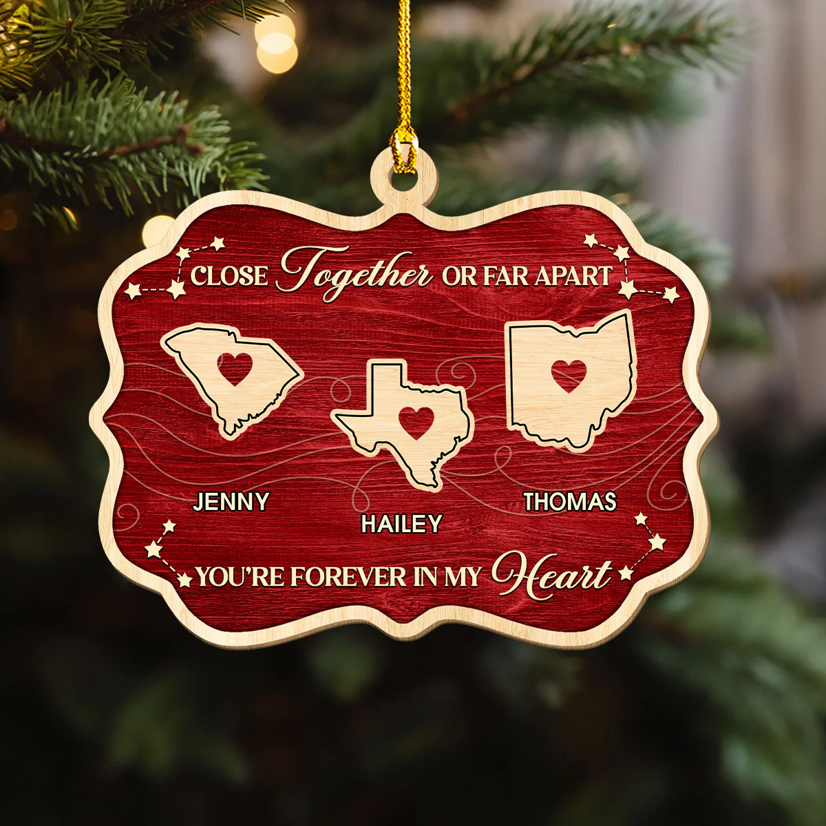 Near Or Far - Personalized Custom Wood Ornament