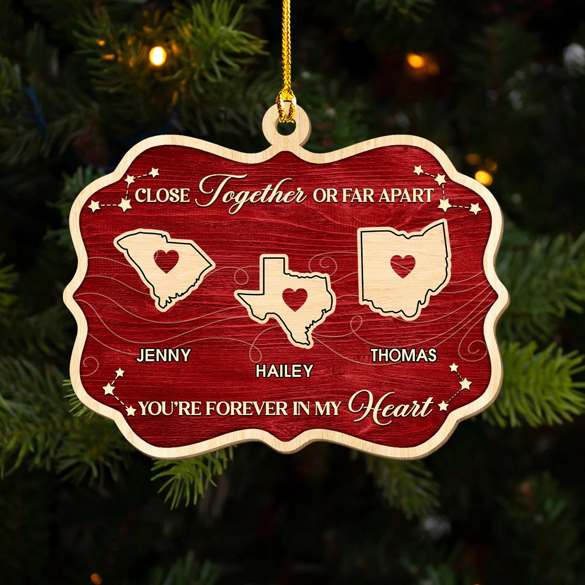 Near Or Far - Personalized Custom Wood Ornament - Image 2