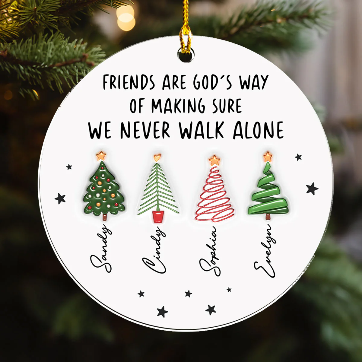 Never Alone - Personalized Custom Acrylic Ornament - Image 2