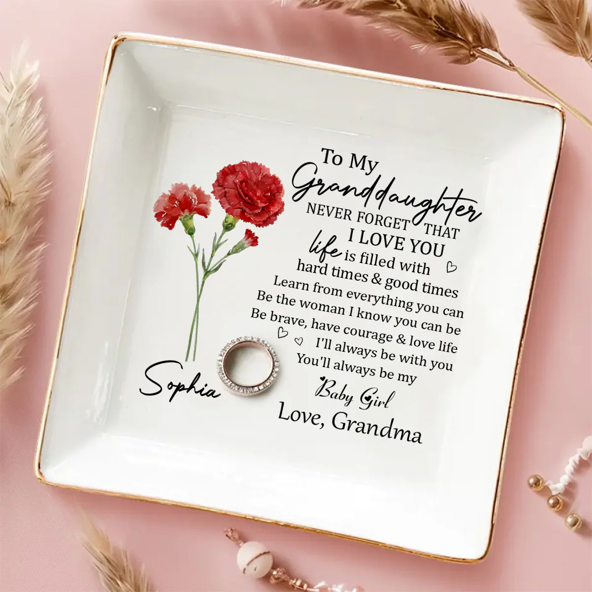 Never Forget Granddaughter - Personalized Custom Jewelry Dish - Image 2