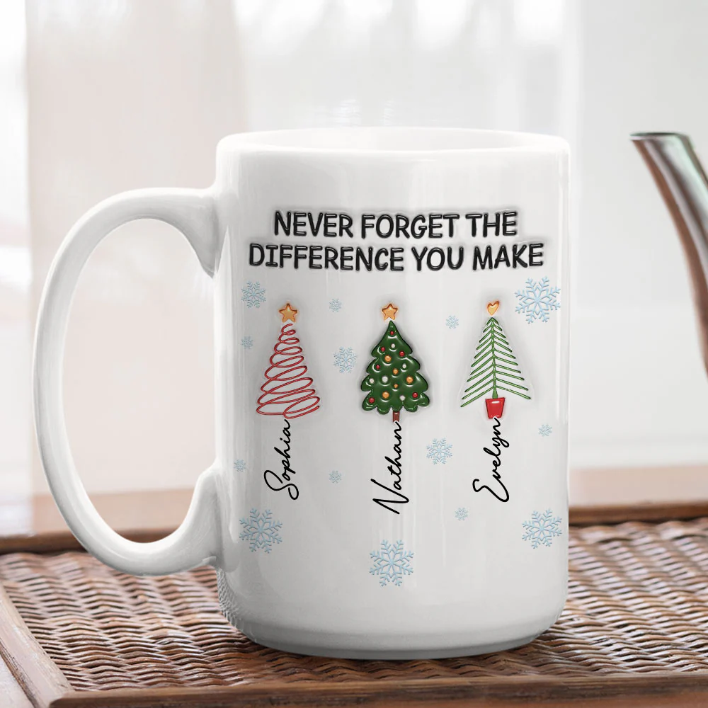Never Forget The Difference You Make Coworkers - Personalized Custom 3D Inflated Effect Coffee Mug - Image 3