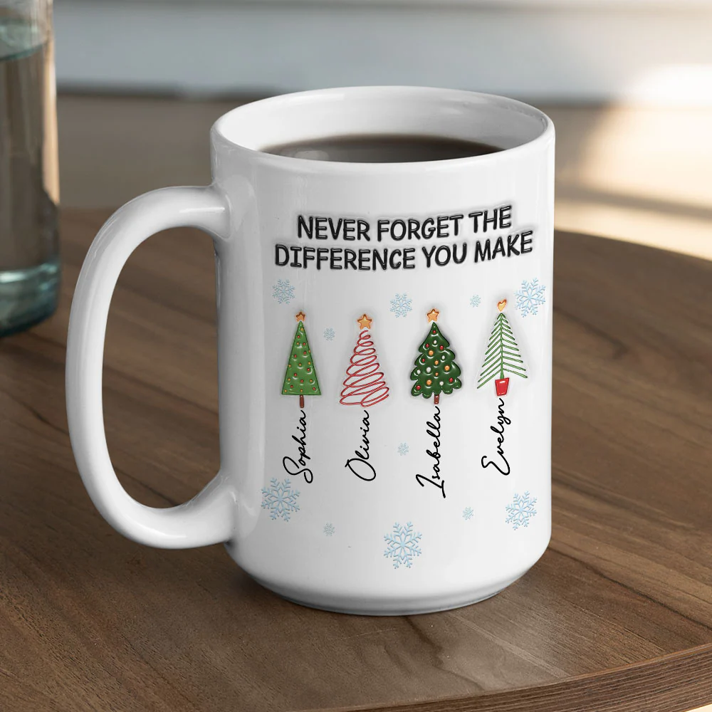 Never Forget The Difference You Make Coworkers - Personalized Custom 3D Inflated Effect Coffee Mug - Image 4