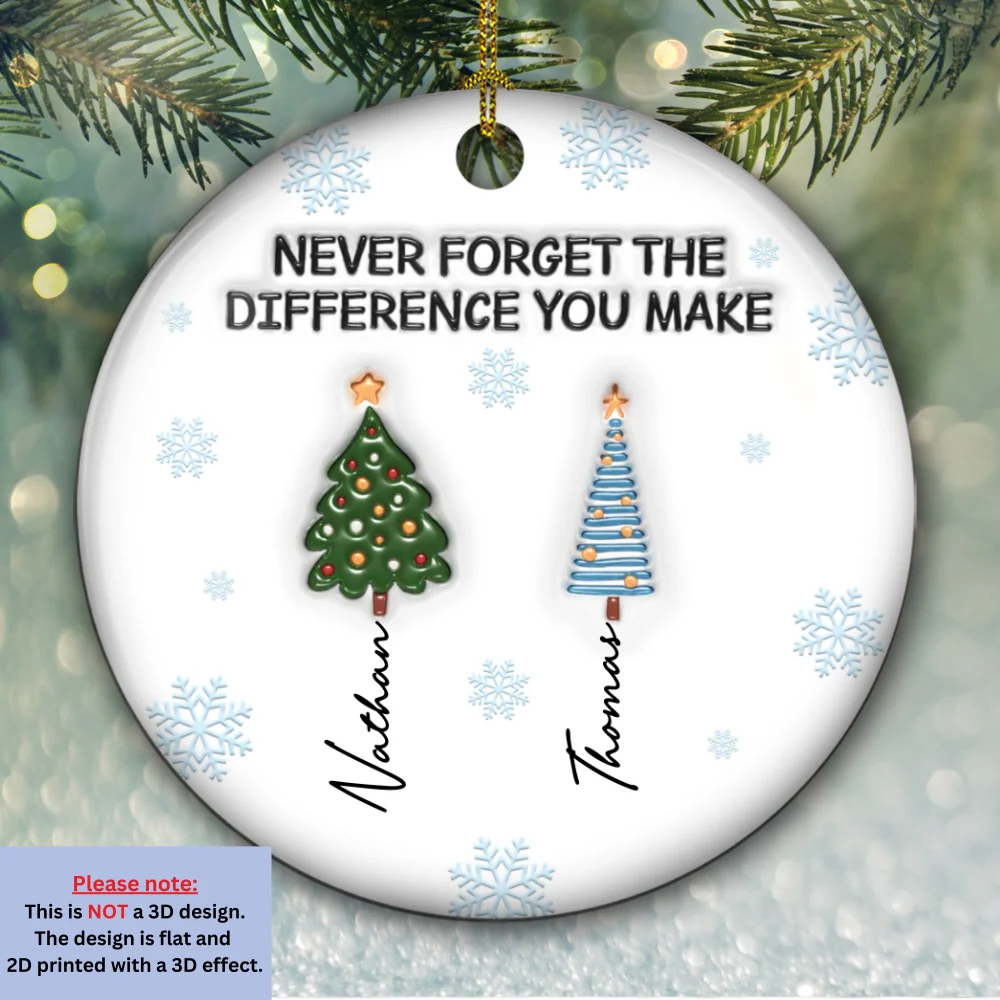 Never Forget The Difference You Make - Personalized Custom 3D Inflated Effect Ceramic Ornament - Image 6