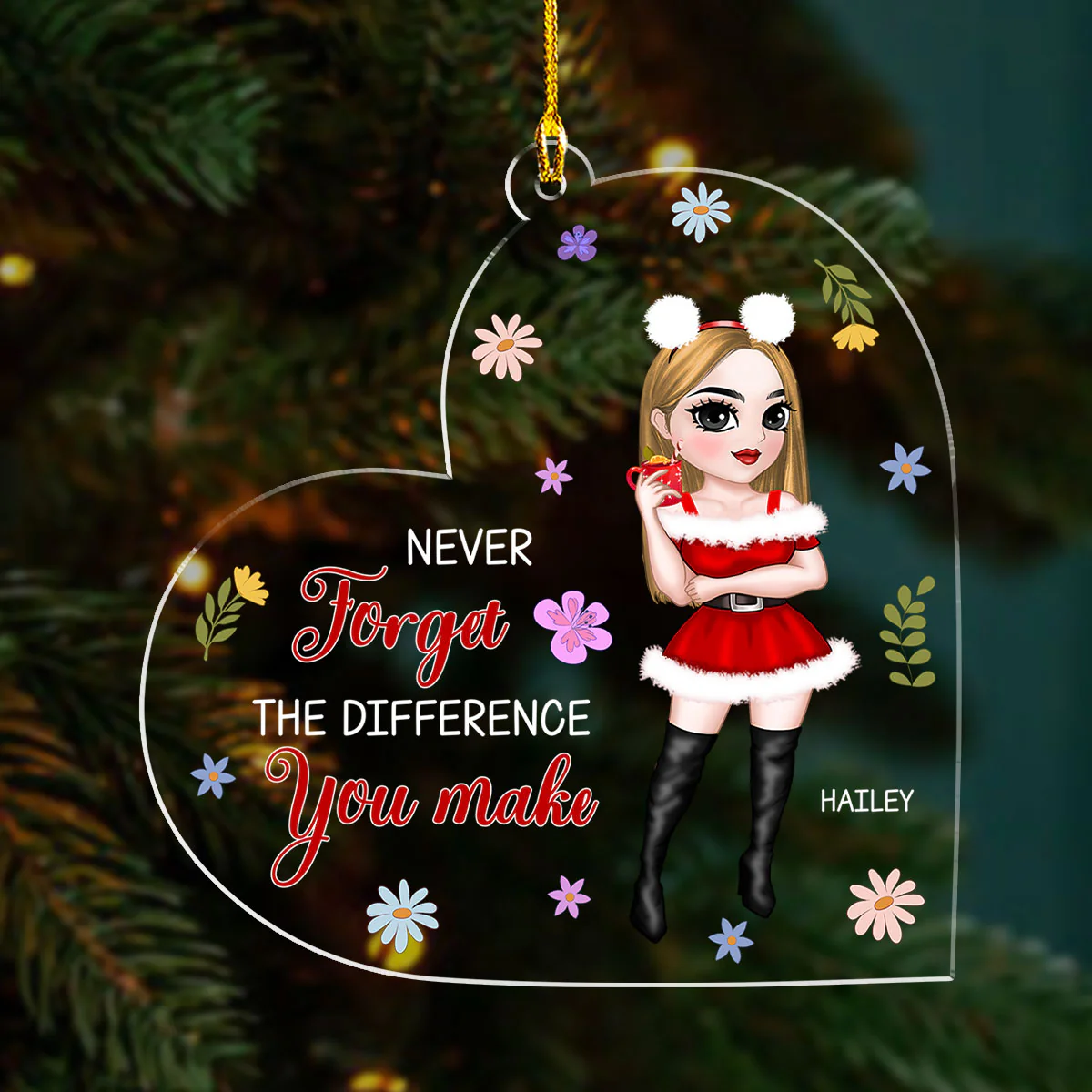 Never Forget The Difference You Make - Personalized Custom Acrylic Ornament - Image 3