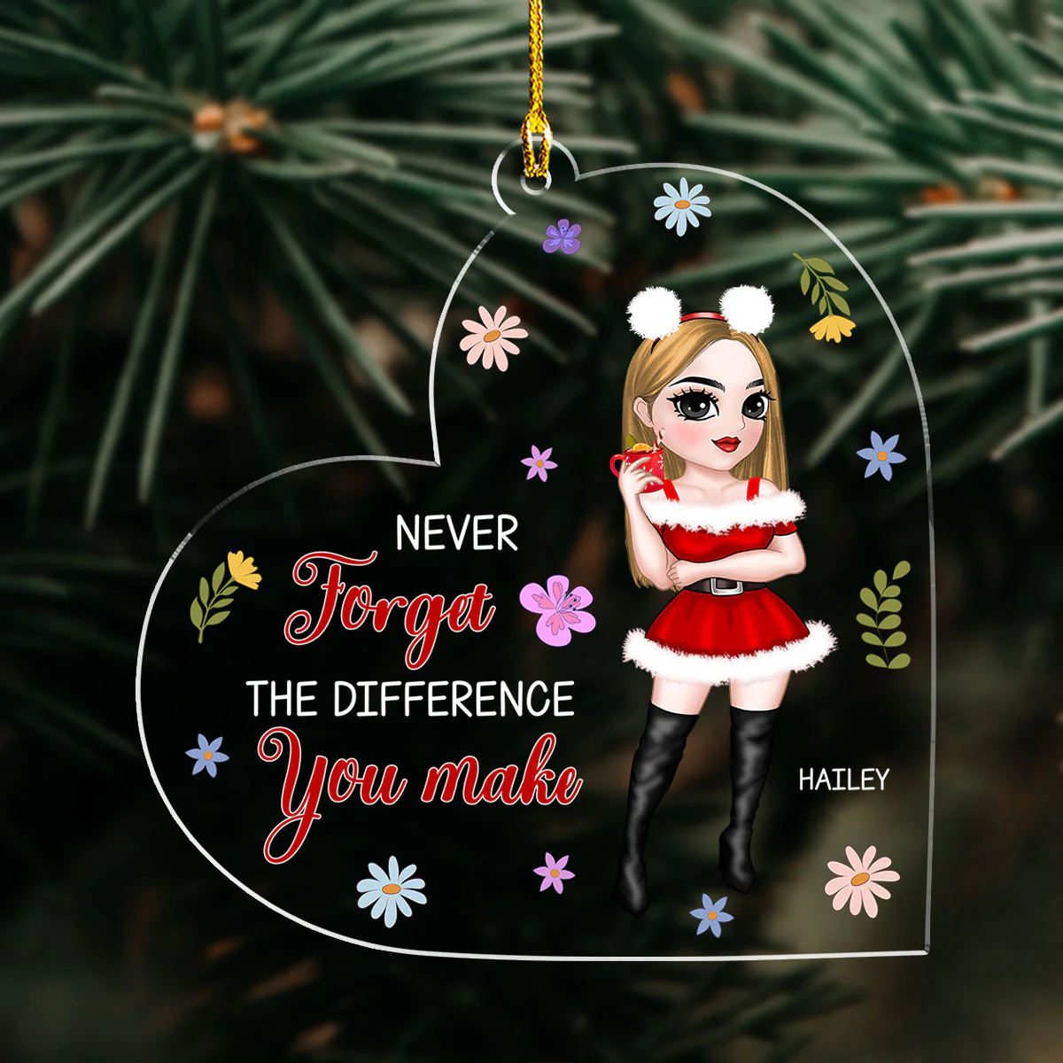 Never Forget The Difference You Make - Personalized Custom Acrylic Ornament - Image 4