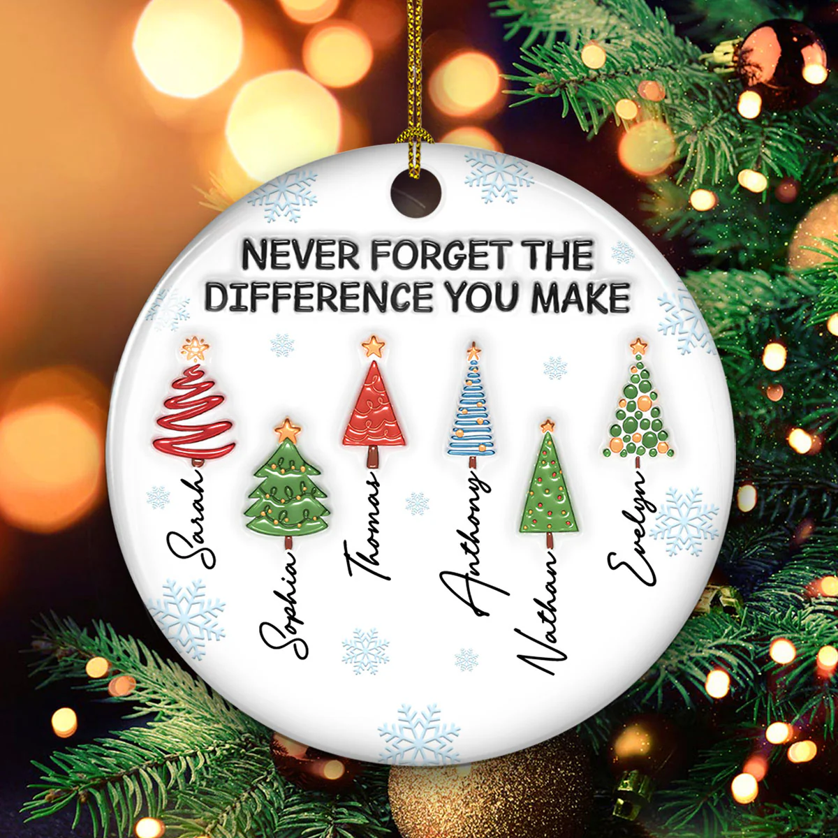 Never Forget The Difference You Make Ver 2 - Personalized Custom 3D Inflated Effect Ceramic Ornament - Image 4