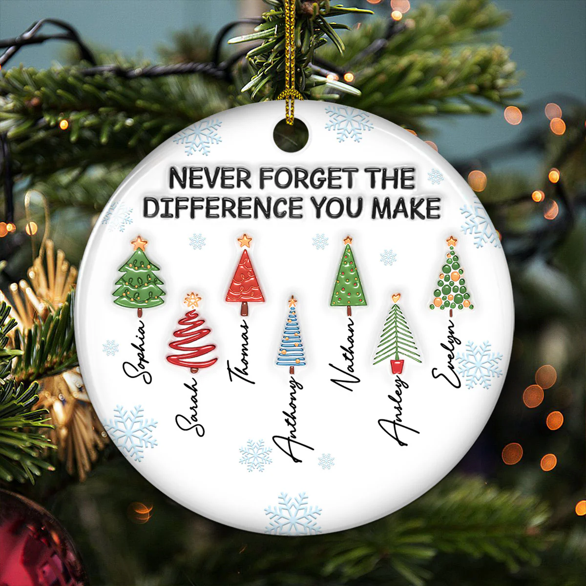 Never Forget The Difference You Make Ver 2 - Personalized Custom 3D Inflated Effect Ceramic Ornament - Image 5