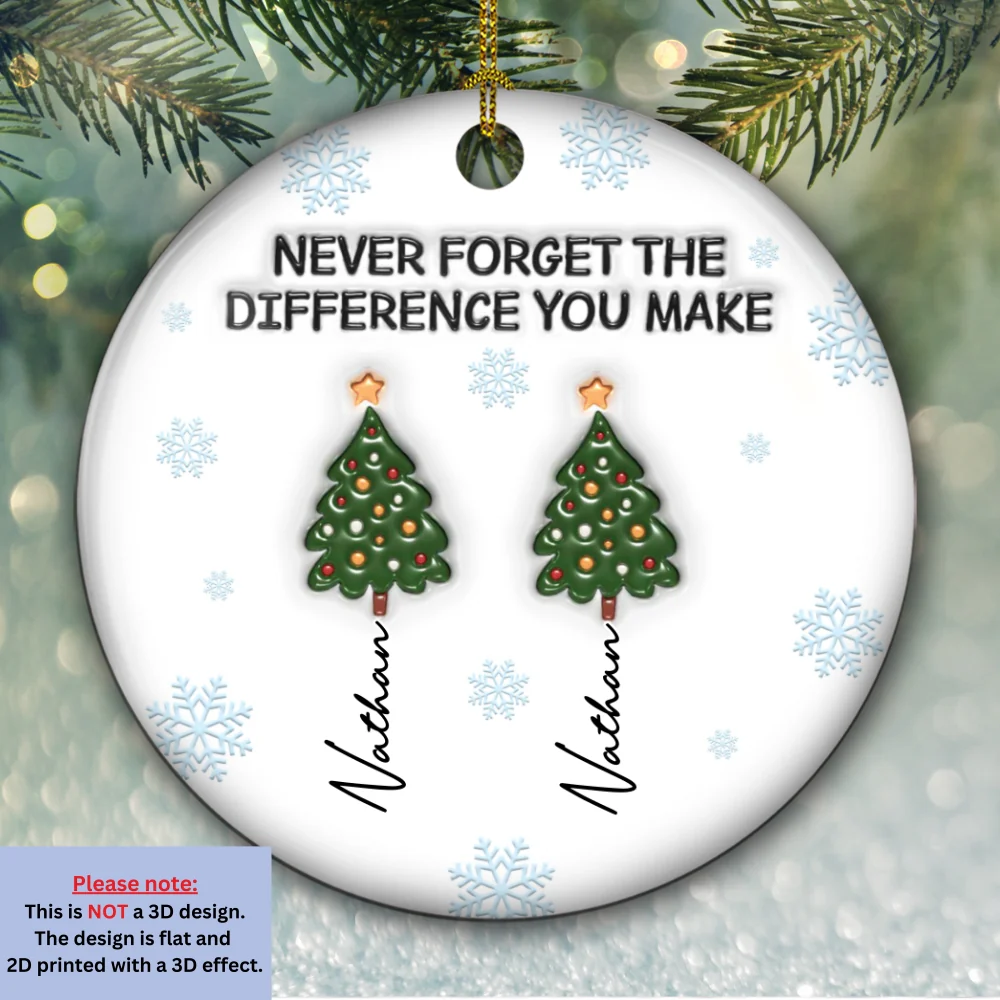 Never Forget The Difference You Make Ver 2 - Personalized Custom 3D Inflated Effect Ceramic Ornament - Image 6