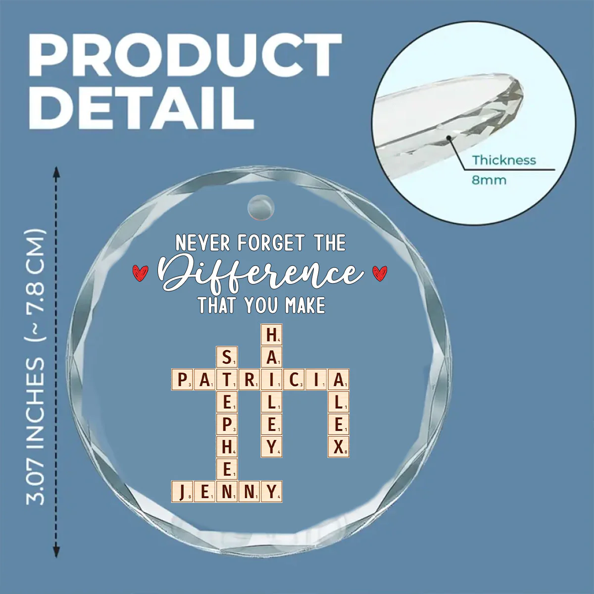 Never Forget You - Personalized Custom Glass Ornament - Image 3