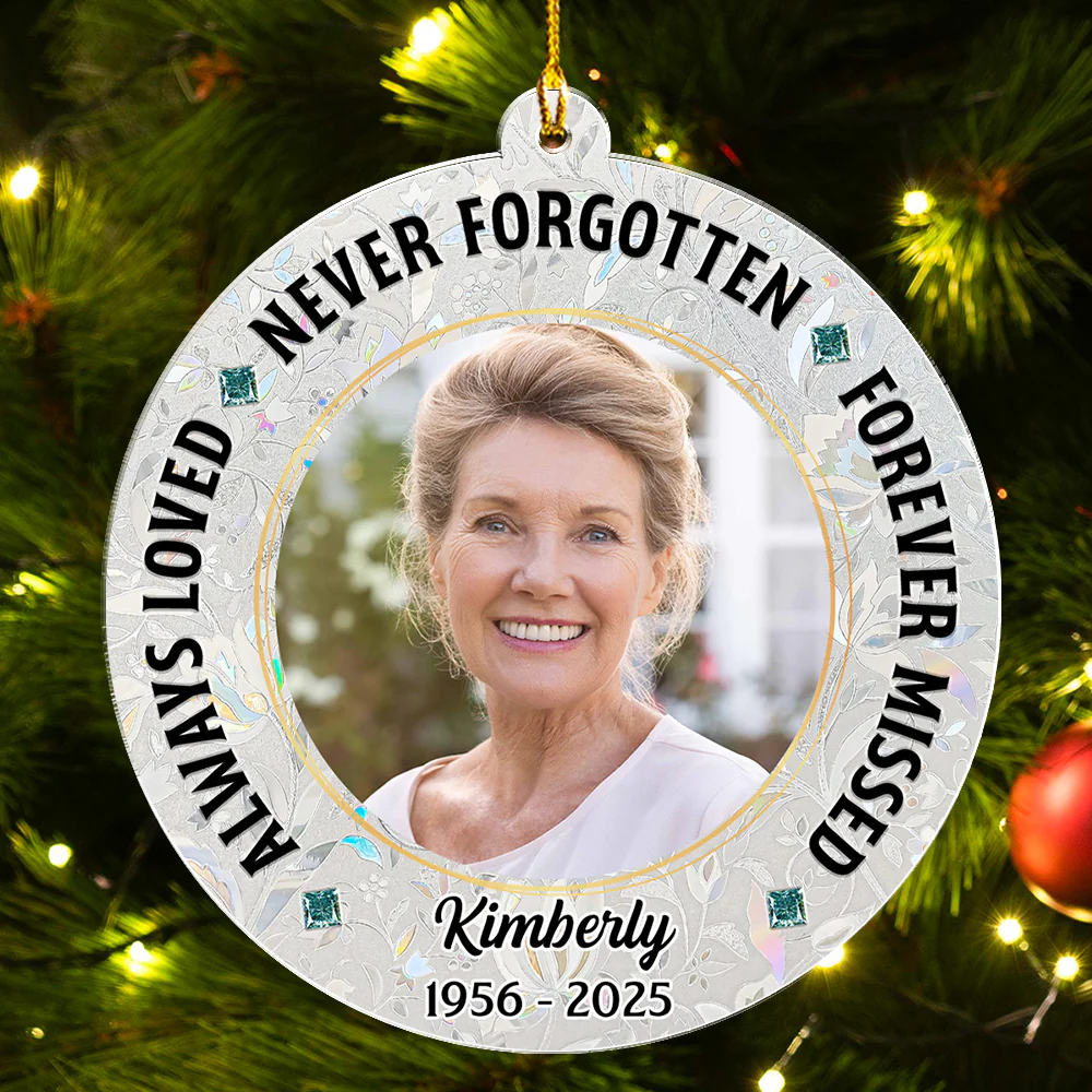 Never Forgotten And Forever Missed Custom Photo - Personalized Custom Acrylic Ornament - Image 3