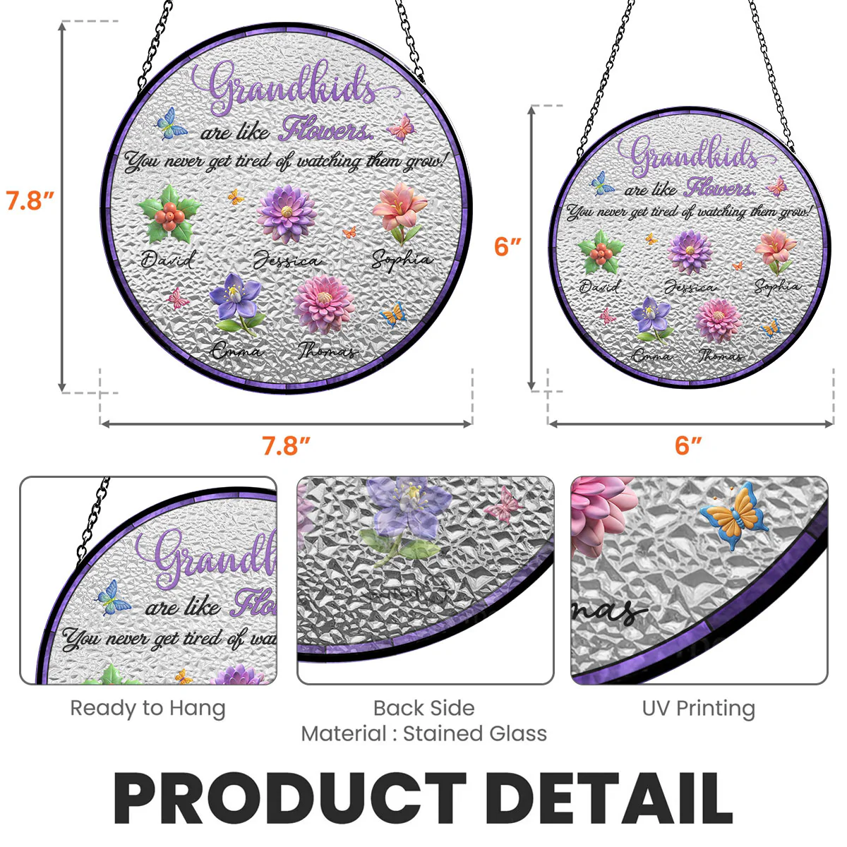 Never Get Tired Of Watching Grandkids Grow - Personalized Custom Window Hanging Suncatcher - Image 5