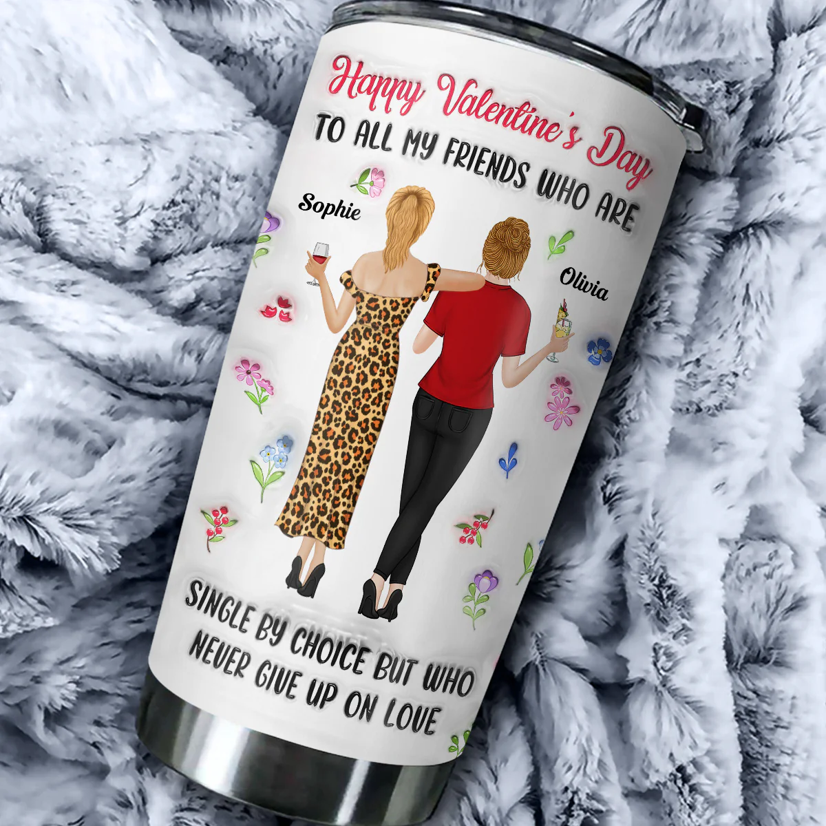 Never Give Up On Love - Personalized Custom 3D Inflated Effect Tumbler - Image 2