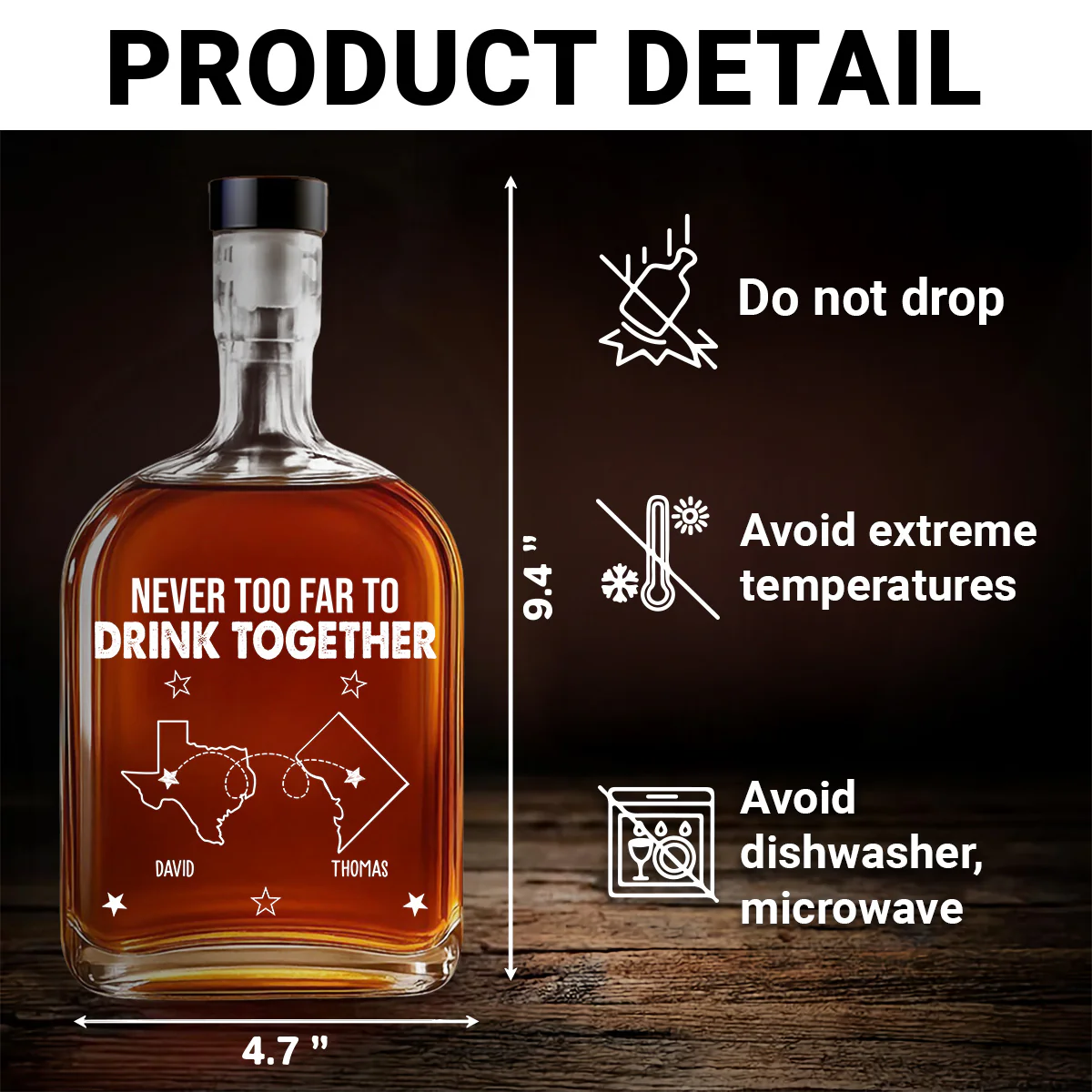 Never Too Far - Personalized Custom Spirits Decanter - Image 5