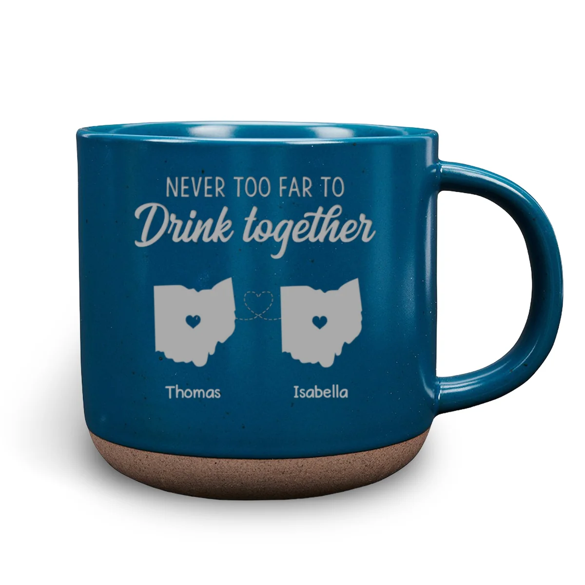 Never Too Far To Drink Together- Personalized Custom Pottery Mug - Image 6