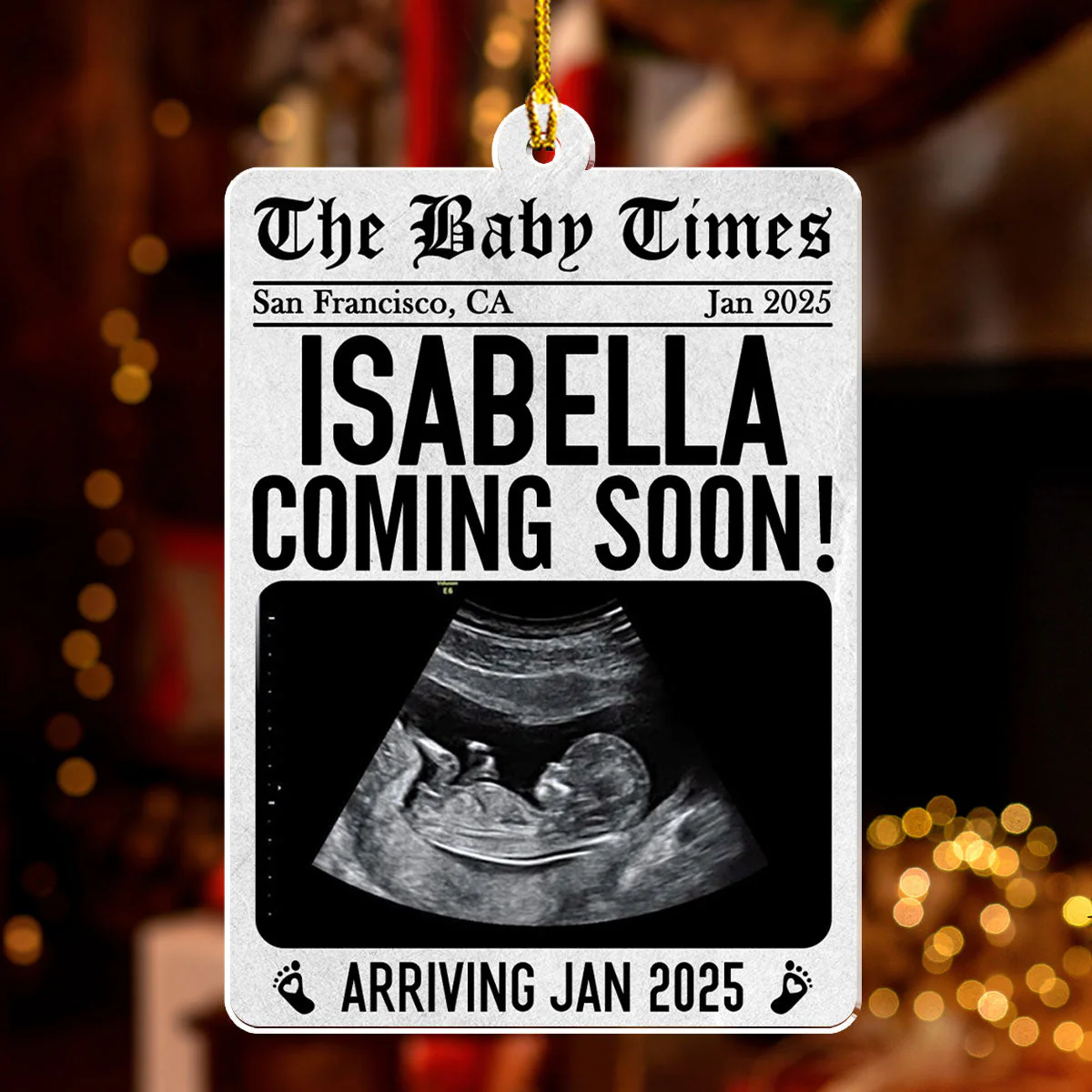 New Baby Announcement Newspaper - Personalized Custom Acrylic Ornament - Image 4