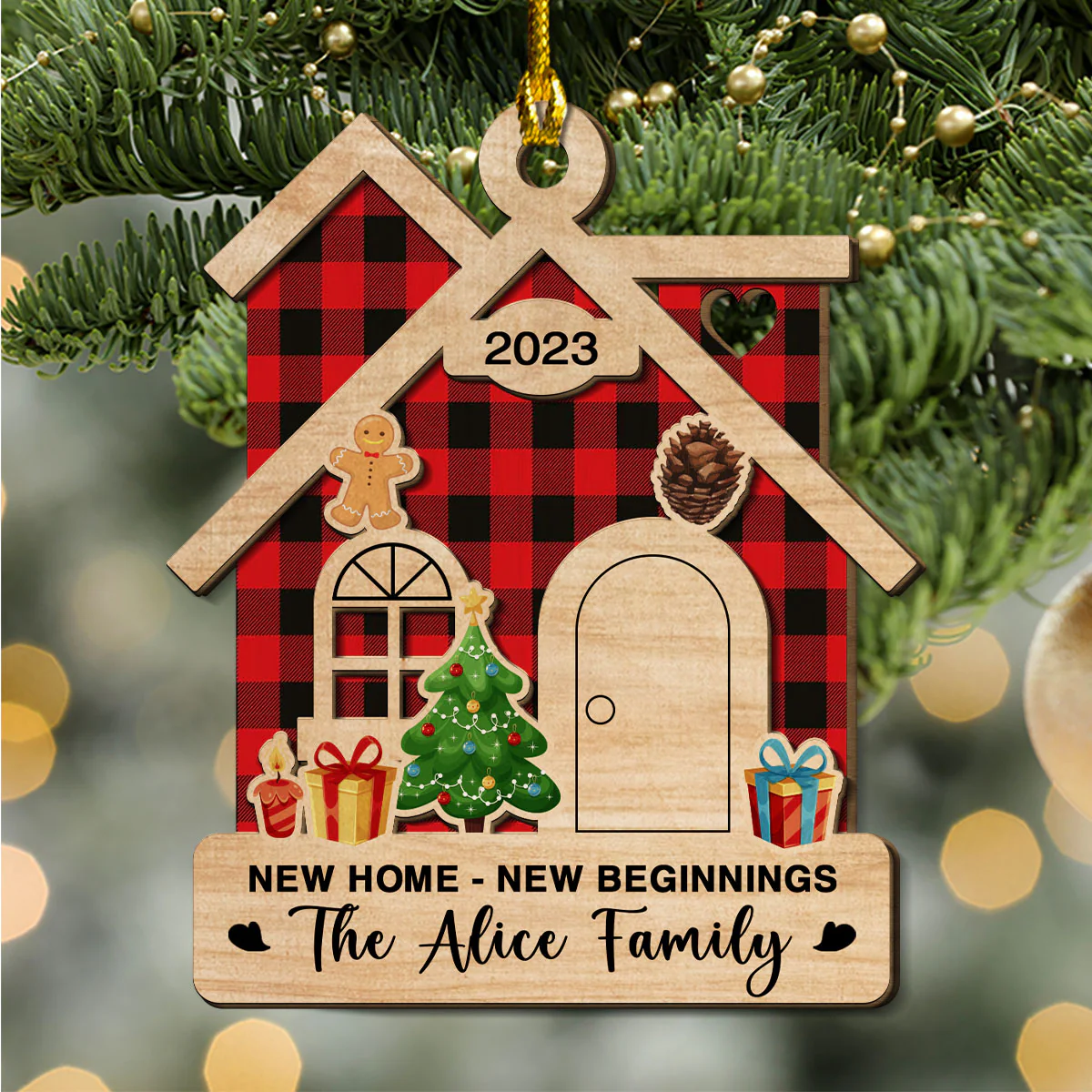 New Beginnings - Personalized Custom 2-Layered Wood Ornament - Image 3