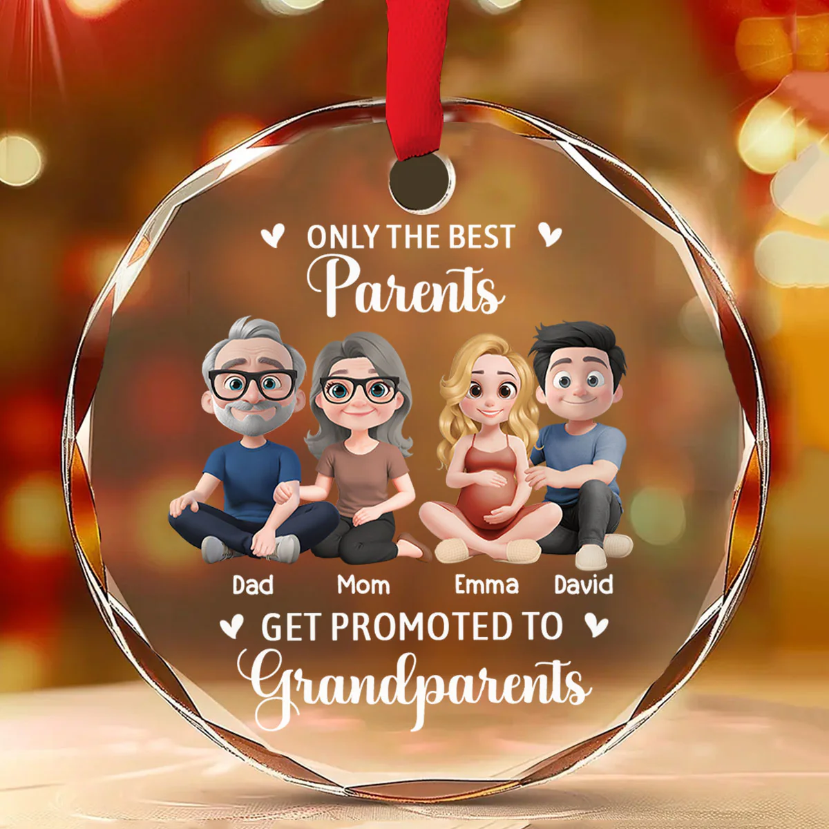 New Grandparents - Personalized Custom Glass Ornament - Image 2