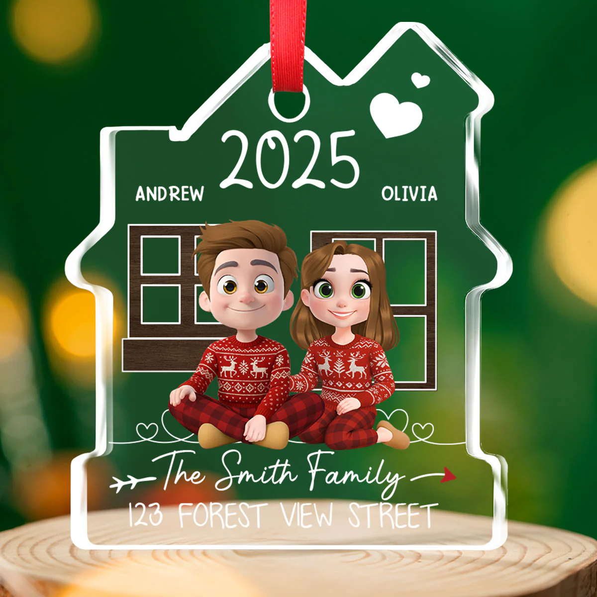 New Home Address - Personalized Custom House Shaped Glass Ornament - Image 3