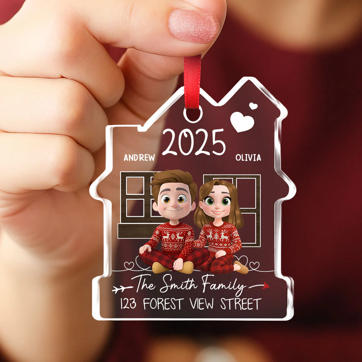 New Home Address - Personalized Custom House Shaped Glass Ornament - Image 4