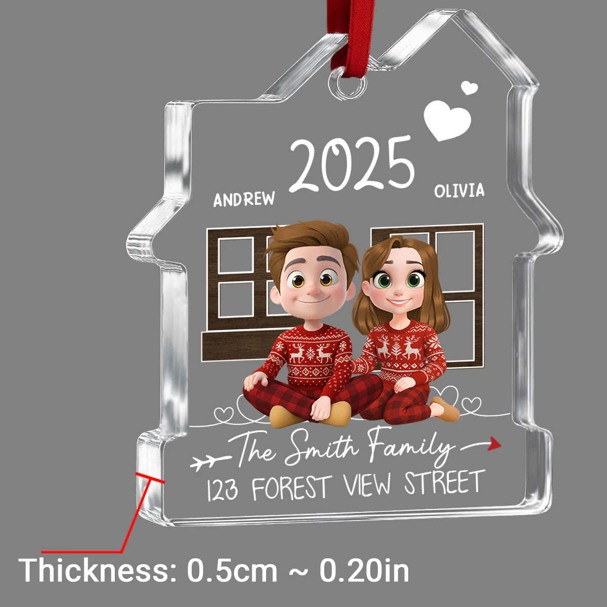 New Home Address - Personalized Custom House Shaped Glass Ornament - Image 5